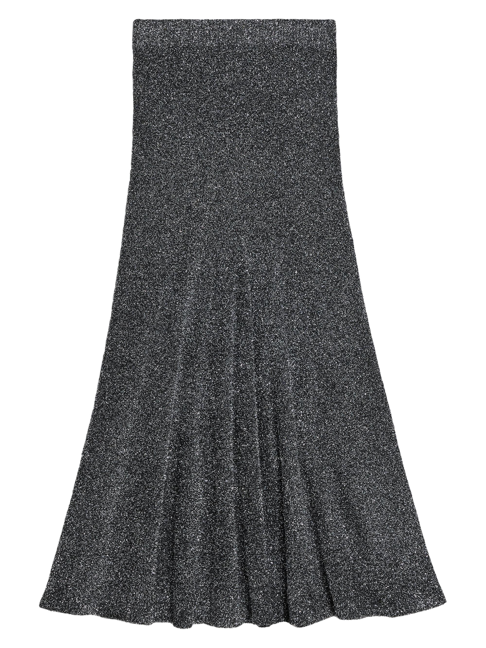 Helmut Lang Women's Metallic Knit Maxi Skirt - Silver