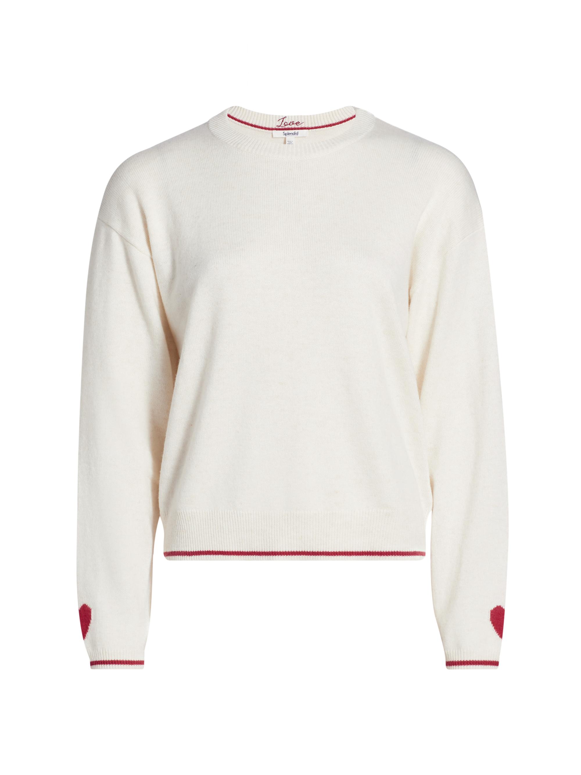 Splendid Women's Elizabeth Intarsia Heart Sweater - Snow Heather Holly