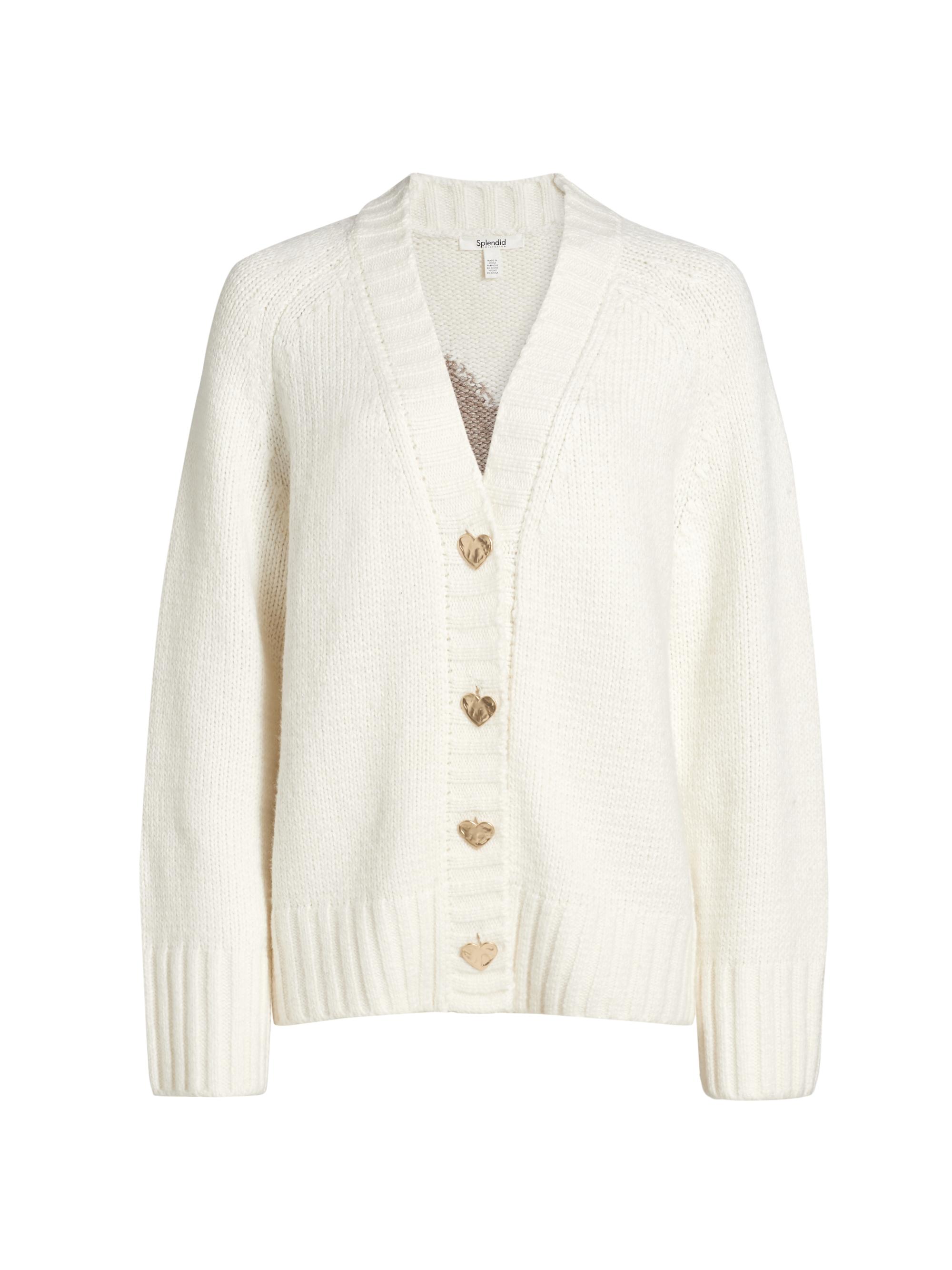 Splendid Women's Hartley Intarsia Heart Cardigan - Snow