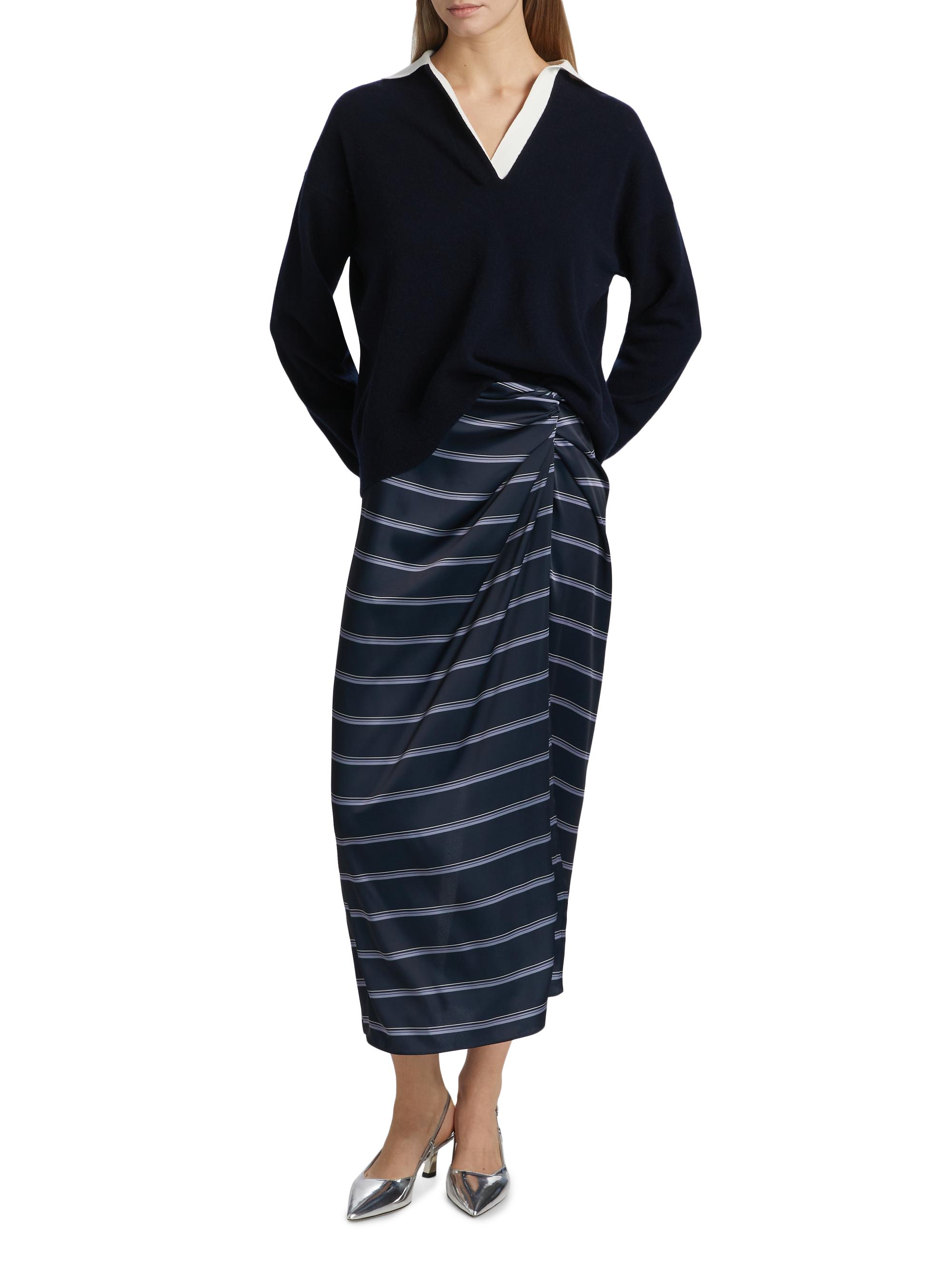 Vince Rugby Stripe Gathered Skirt | Saks Fifth Avenue