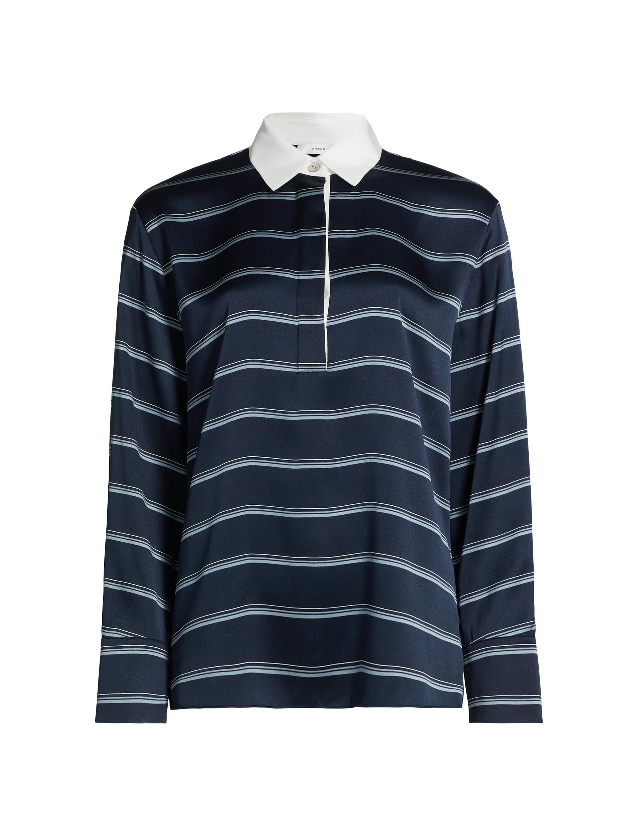 Vince Silk Striped Rugby Shirt | Saks Fifth Avenue