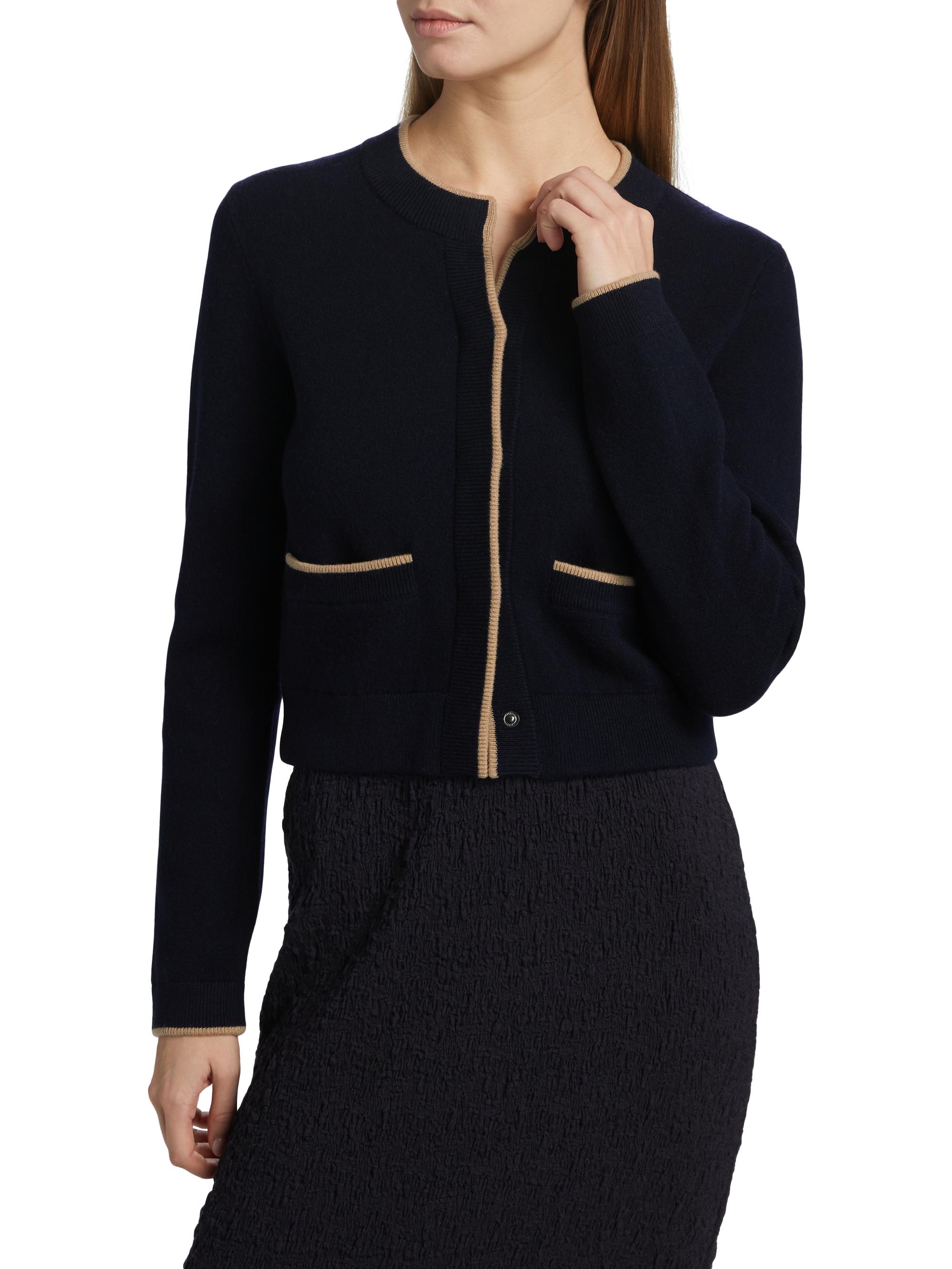 Vince Contrast Tipped Snap Cardigan | Saks Fifth Avenue