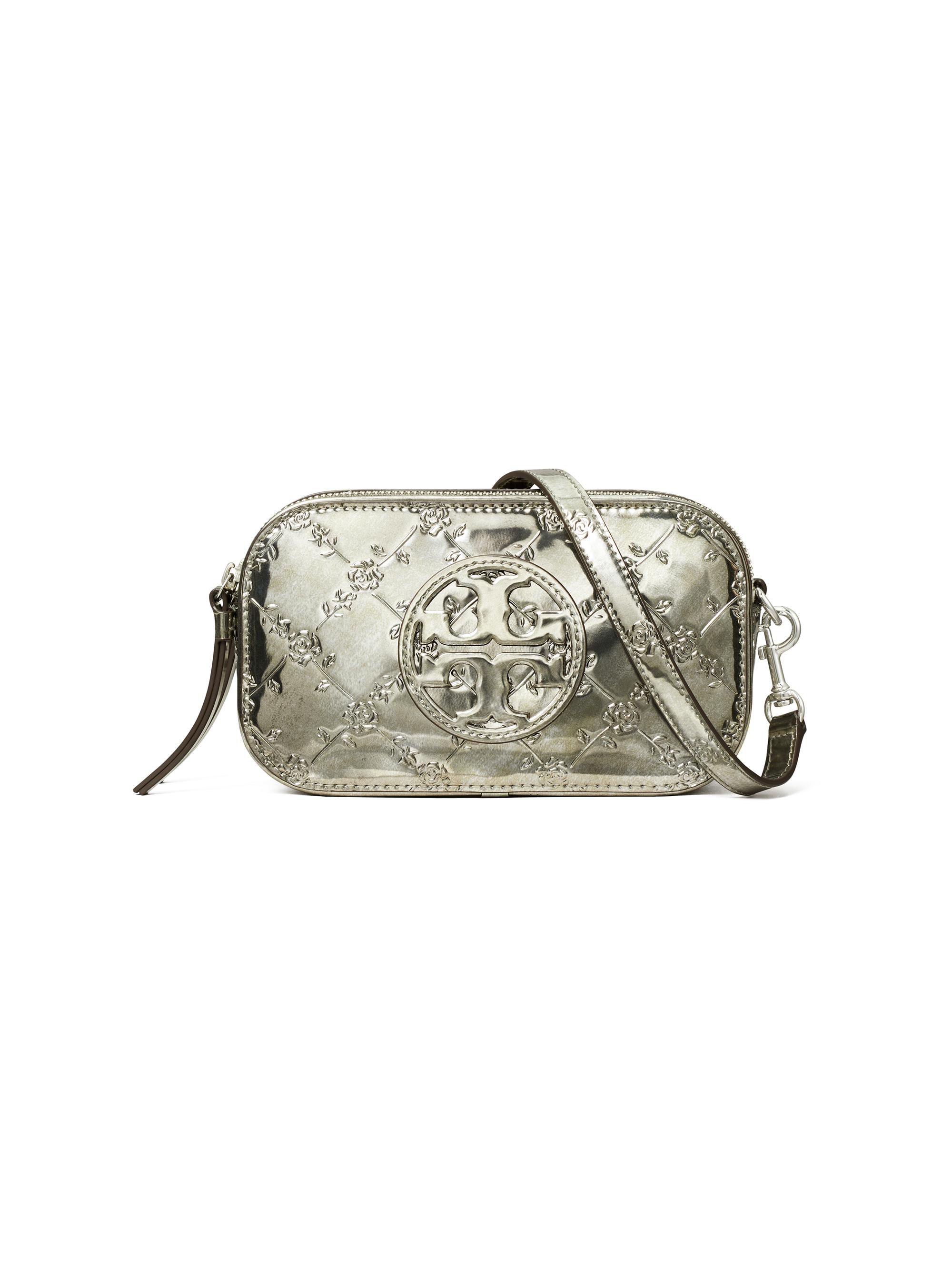 Tory Burch Women's Miller Mini Metallic Floral-Embossed Crossbody Bag - Pewter