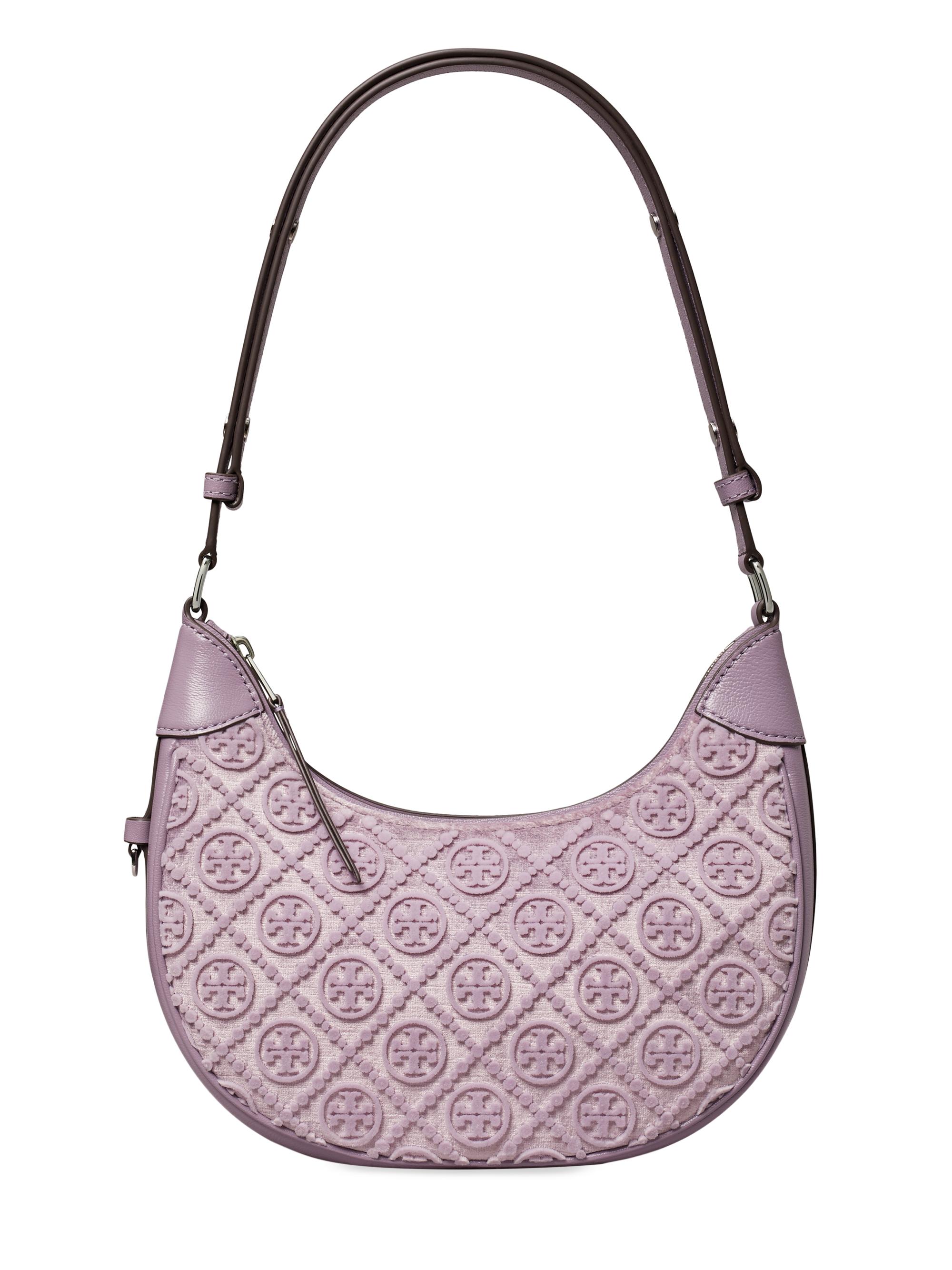 Tory Burch Women's T Monogram Fil Coupe Crescent Bag - Lilac