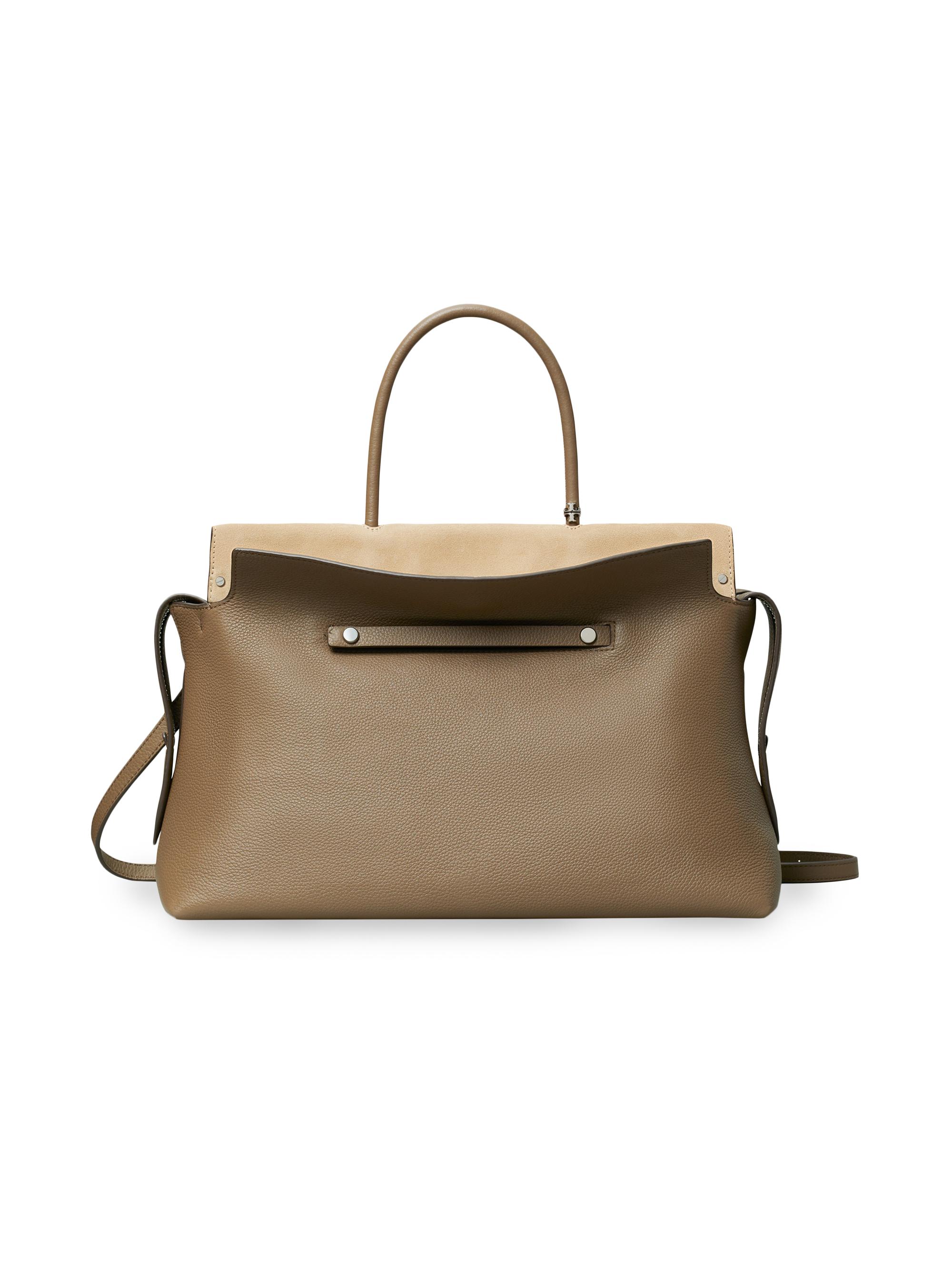 Tory Burch Women's Mercer  Pebbled Leather Top Handle Satchel - Wild Mushroom