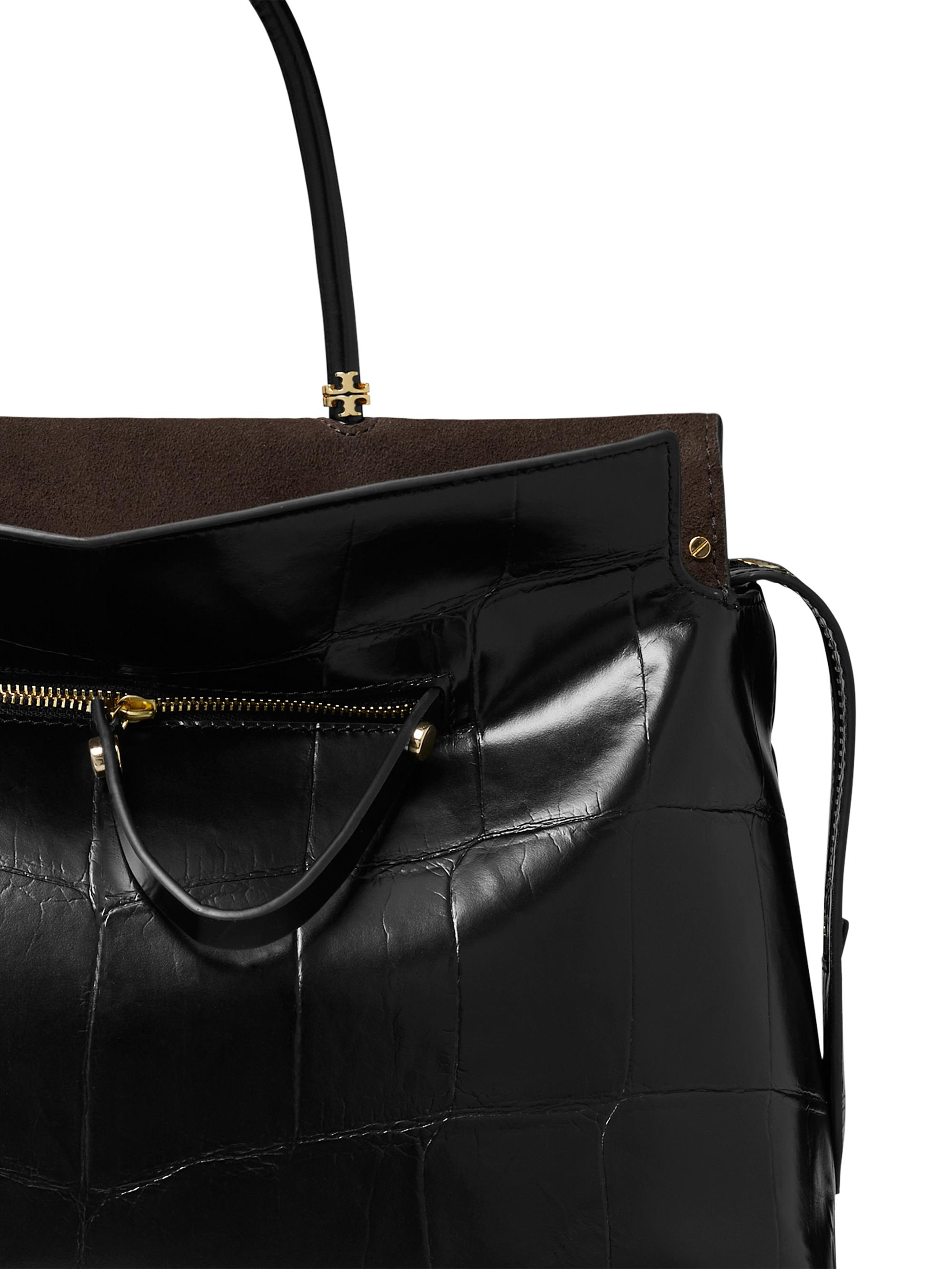 Tory Burch Mercer Croc-Embossed Leather Top Handle Satchel