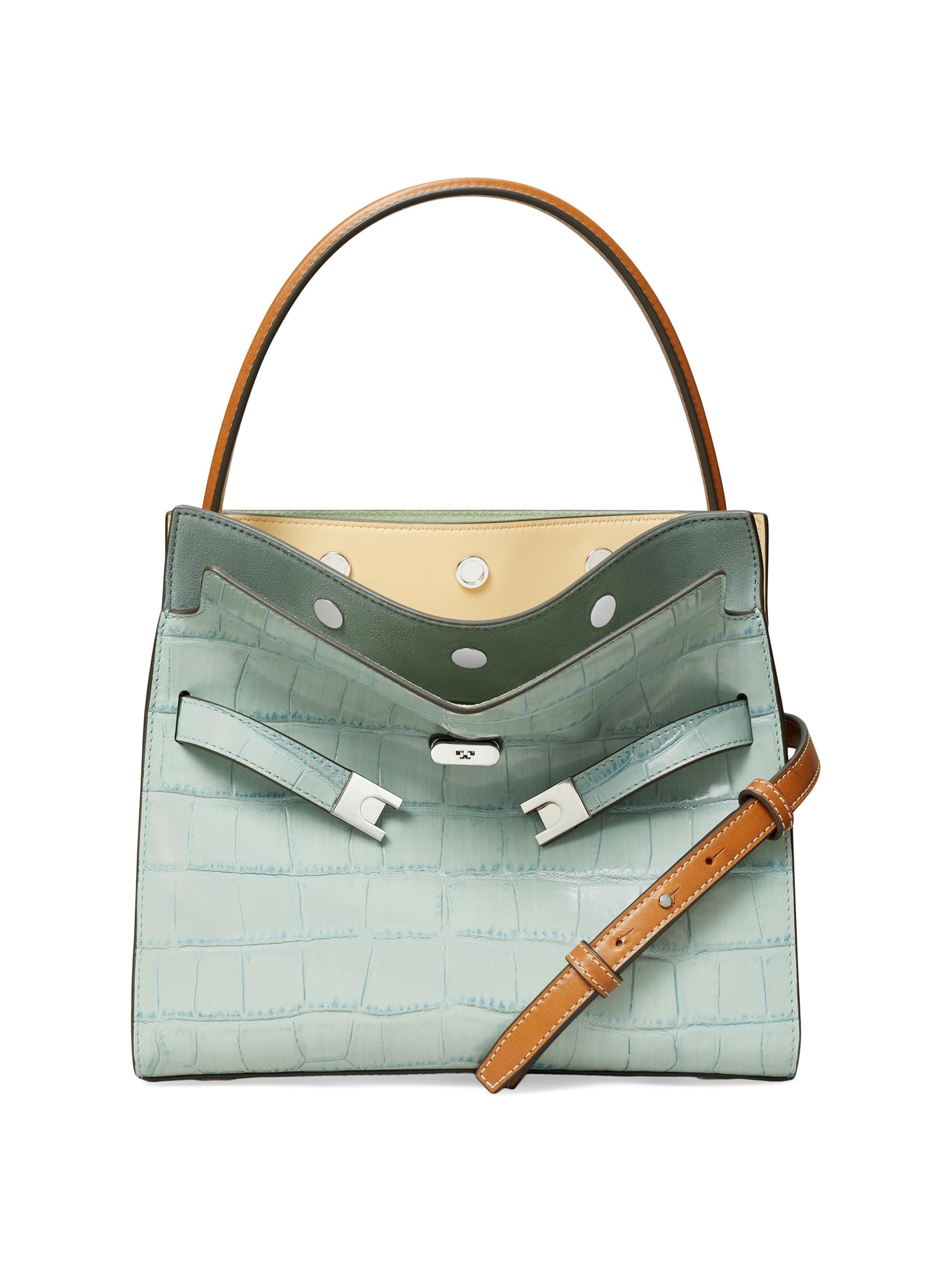 Tory Burch Women's Lee Radziwill Crocodile-Embossed Leather Bag - Blue Celadon