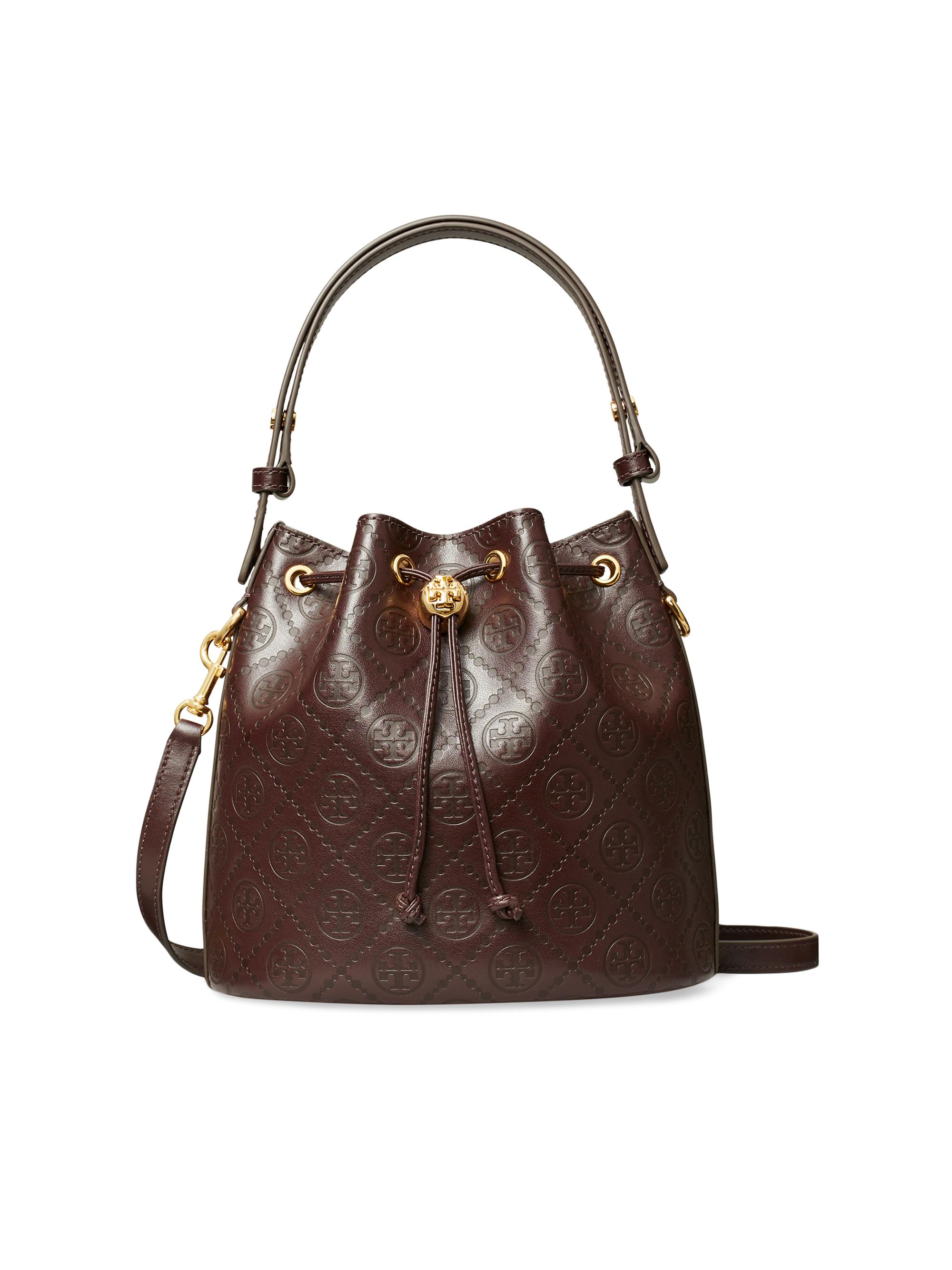 Tory Burch Women's T Monogram Leather Bucket Bag - Albarossa