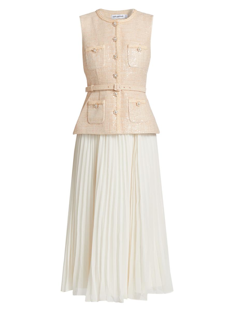 SELF-PORTRAIT ワンピース Plisse boucle midi dress955692 Self-Portrait Plissé bouclé midi dress Self-Portrait