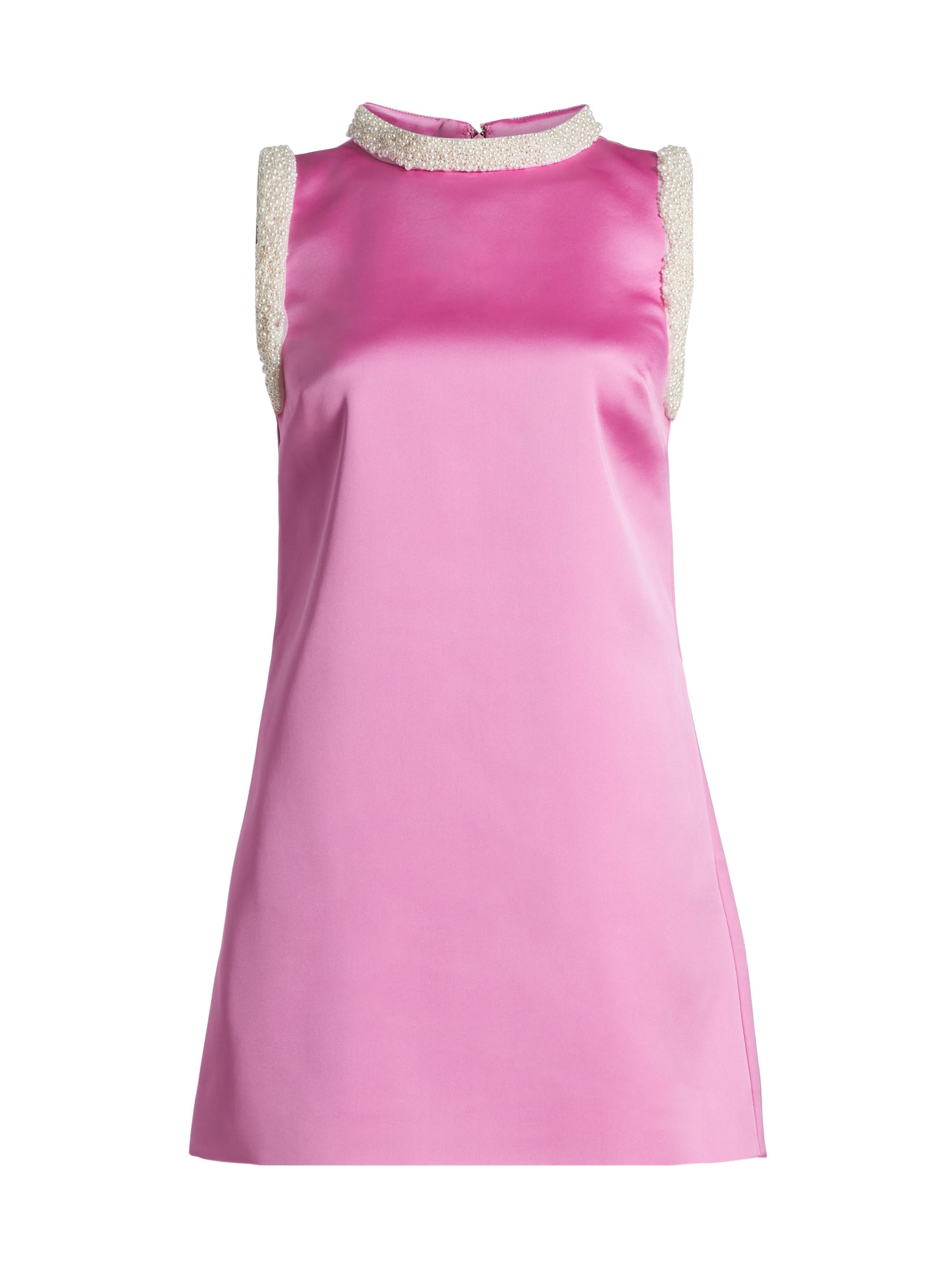 Self-Portrait Women's Faux-Pearl-Embellished Satin Minidress - Pink