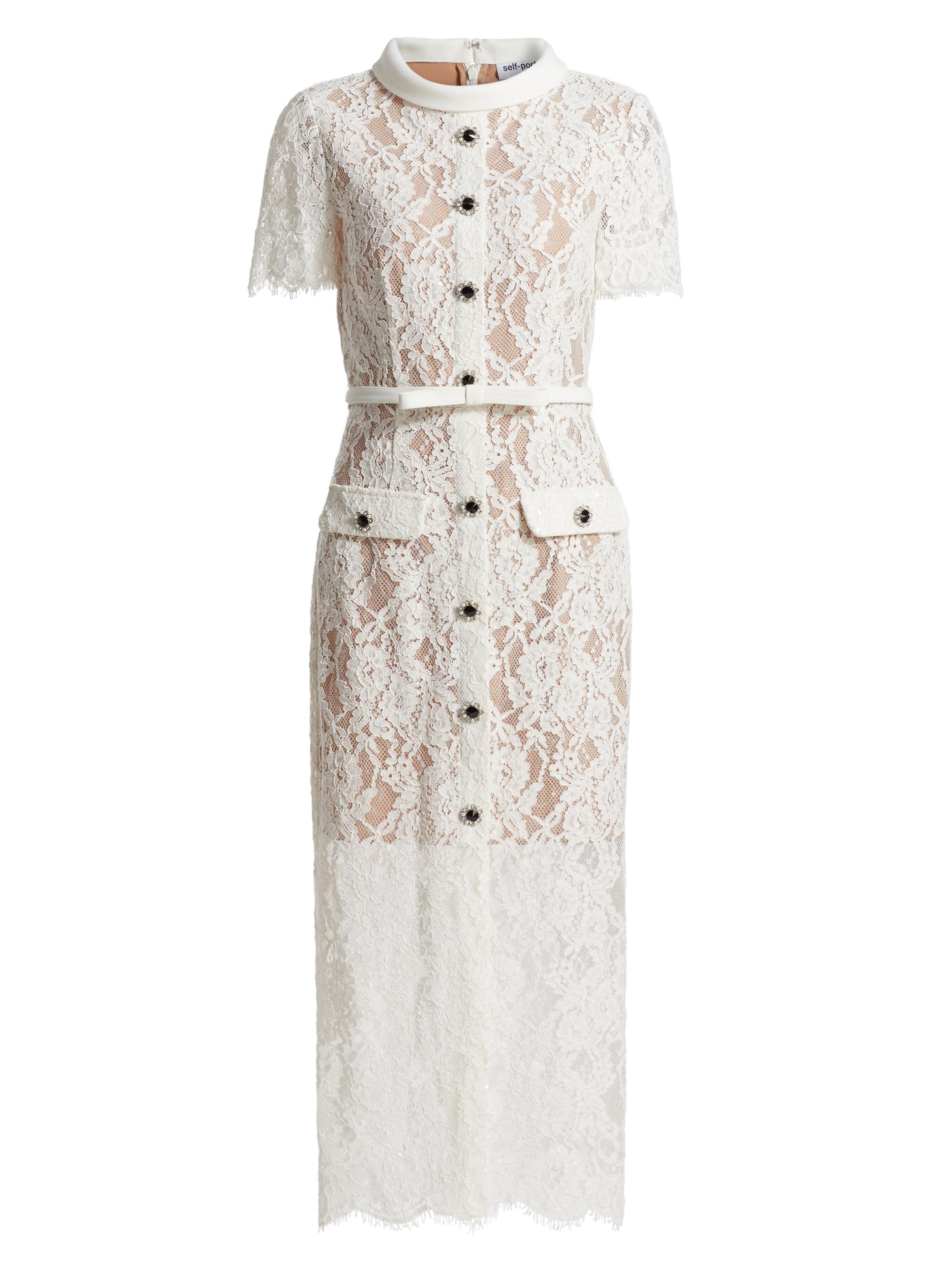 Self-Portrait Lace Belted Midi-Dress | Saks Fifth Avenue