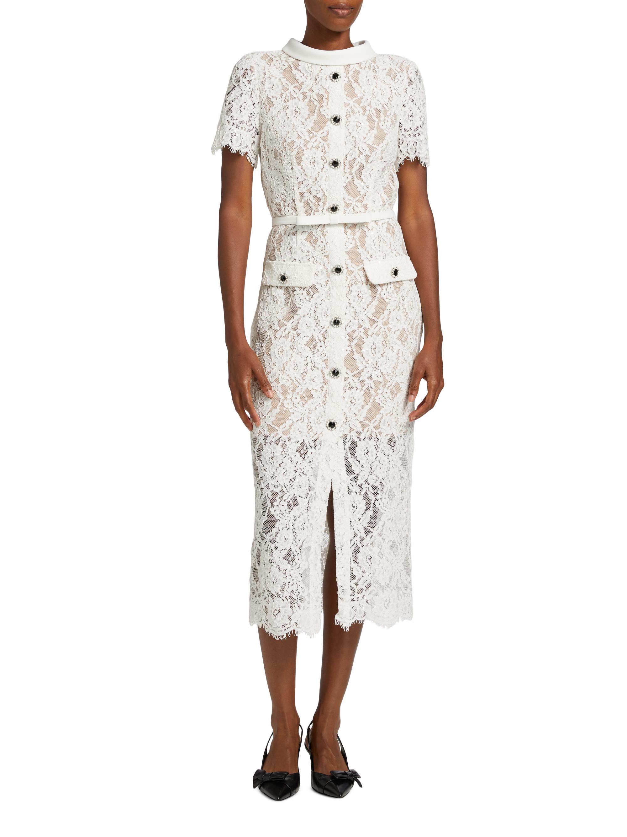 Self-Portrait Lace Belted Midi-Dress | Saks Fifth Avenue