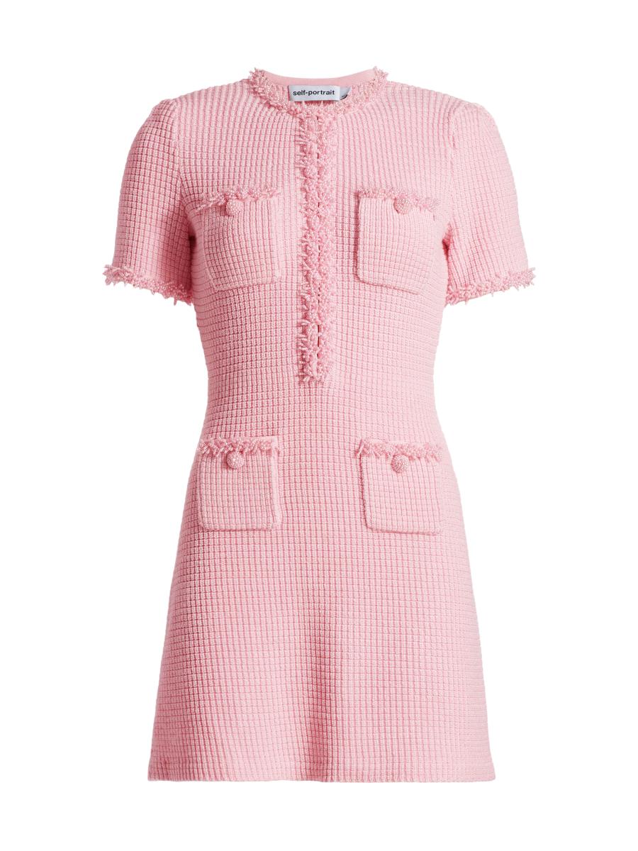 ワンピース SELF PORTRAIT BEADED KNIT MINI DRESS Self-Portrait Beaded Waffle-Knit Minidress | Saks Fifth Avenue