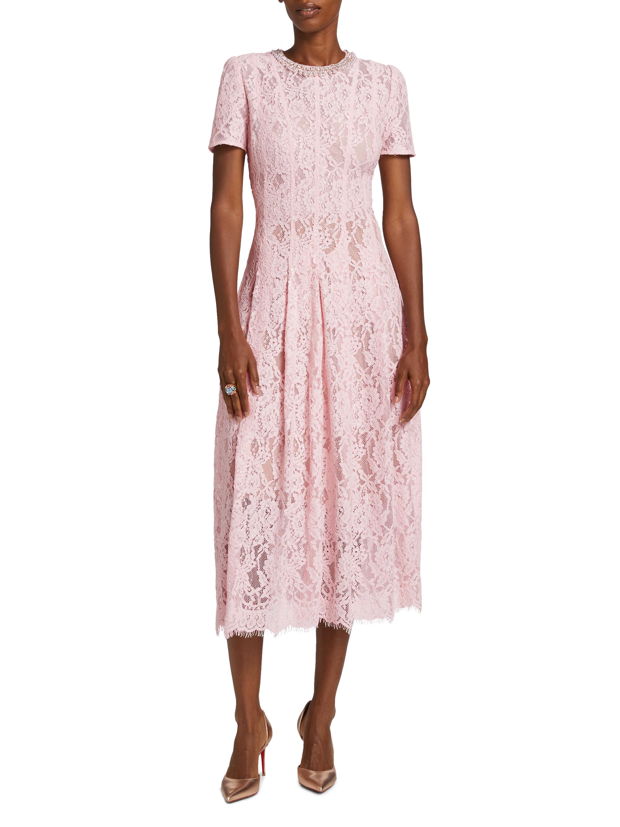 Self-Portrait Sequined Floral Lace Midi-Dress | Saks Fifth Avenue