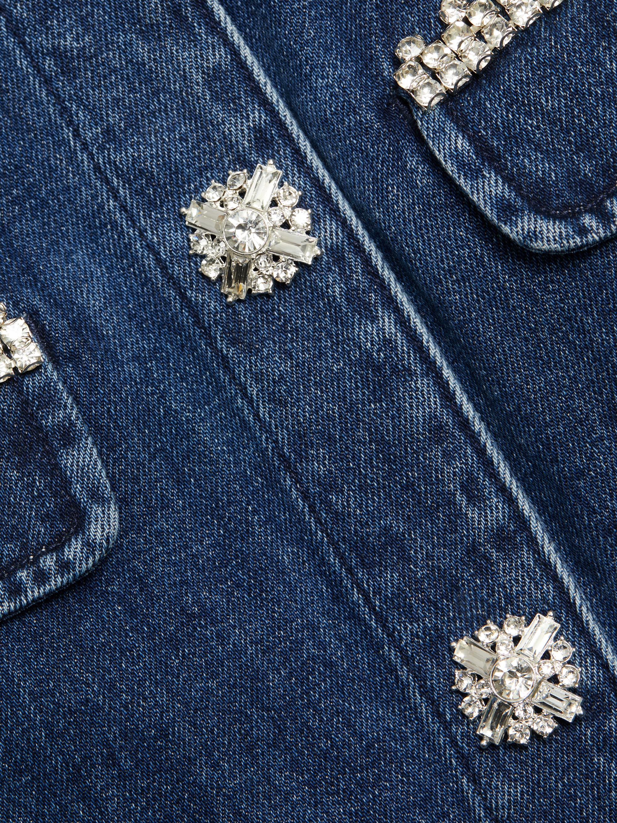 Self-Portrait Embellished Denim Minidress | Saks Fifth Avenue