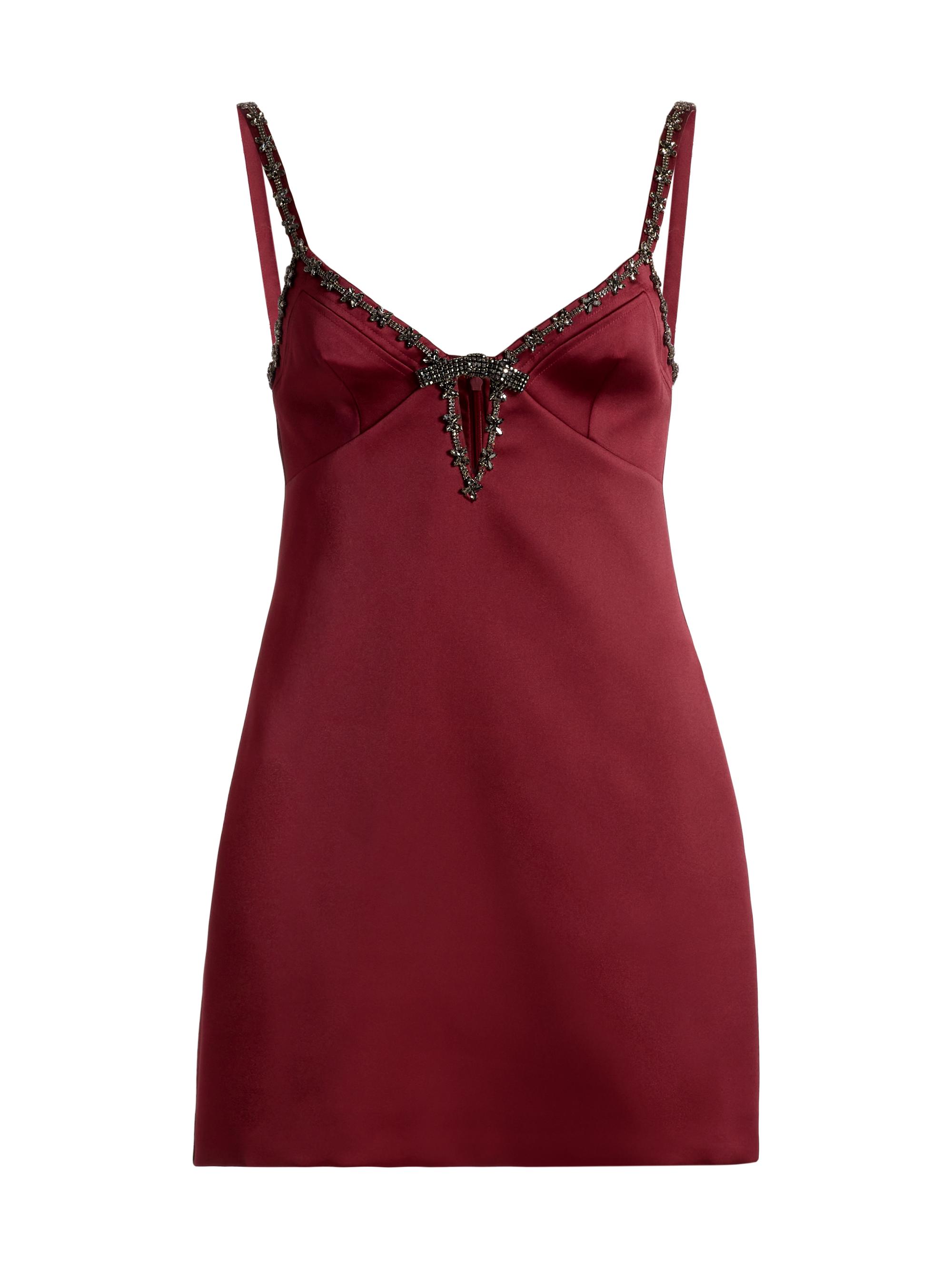 Self-Portrait Women's Beaded Satin Minidress - Burgundy