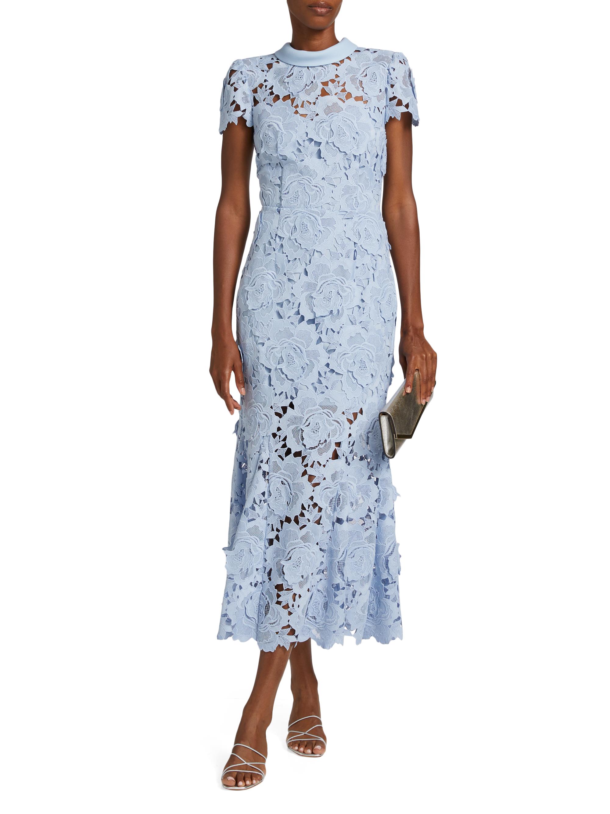 Self-Portrait Floral Lace Fit & Flare Midi Dress | Saks Fifth Avenue