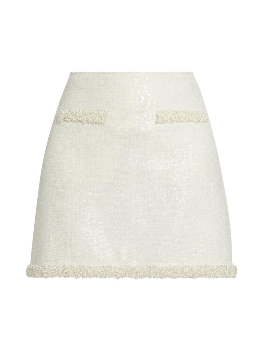 Self-Portrait Bouclé Sequined A-Line Miniskirt | Saks Fifth
