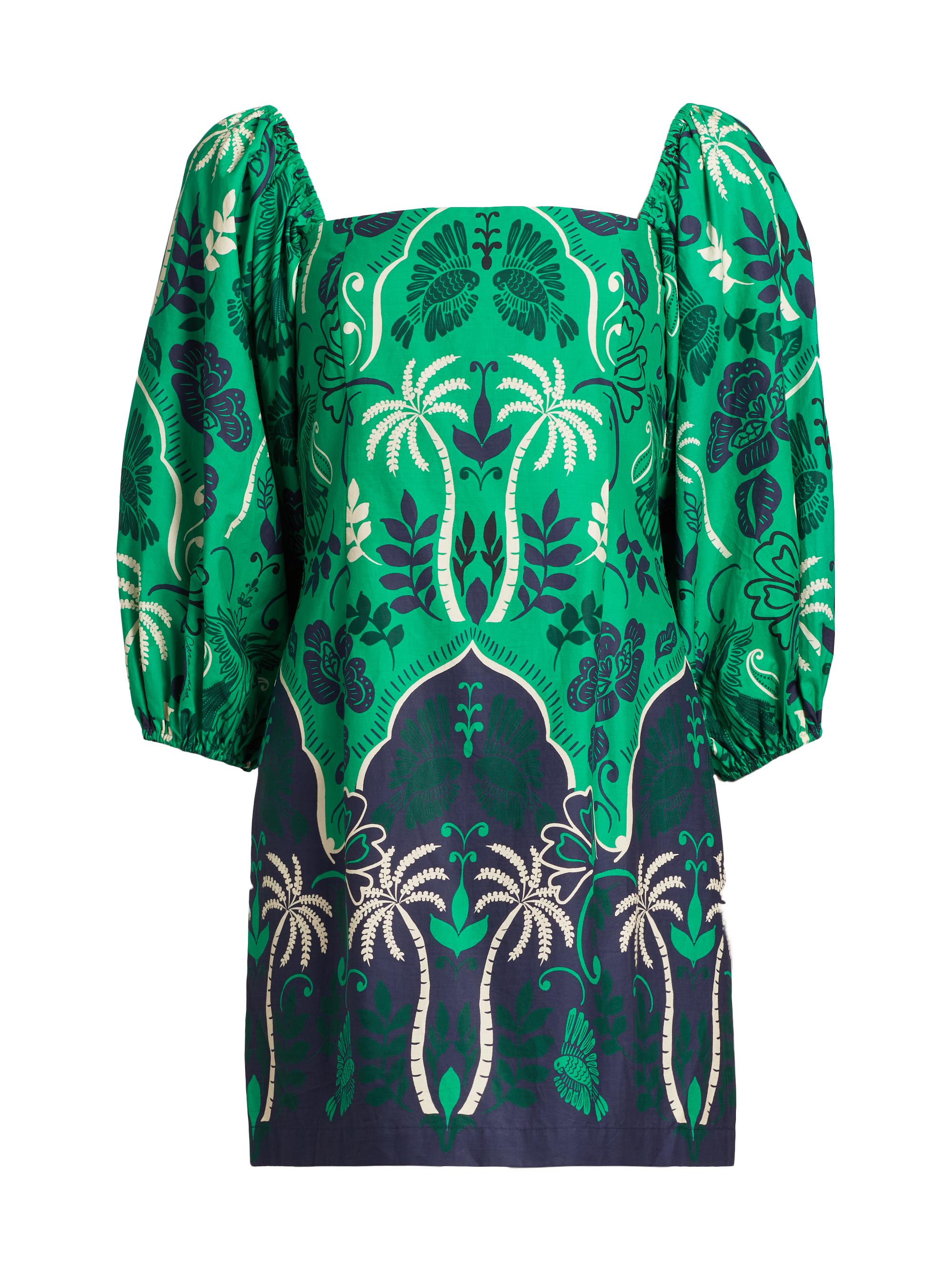 Cara Cara Women's Montauk Cotton Puff-Sleeve Minidress - Sanibel Island Green