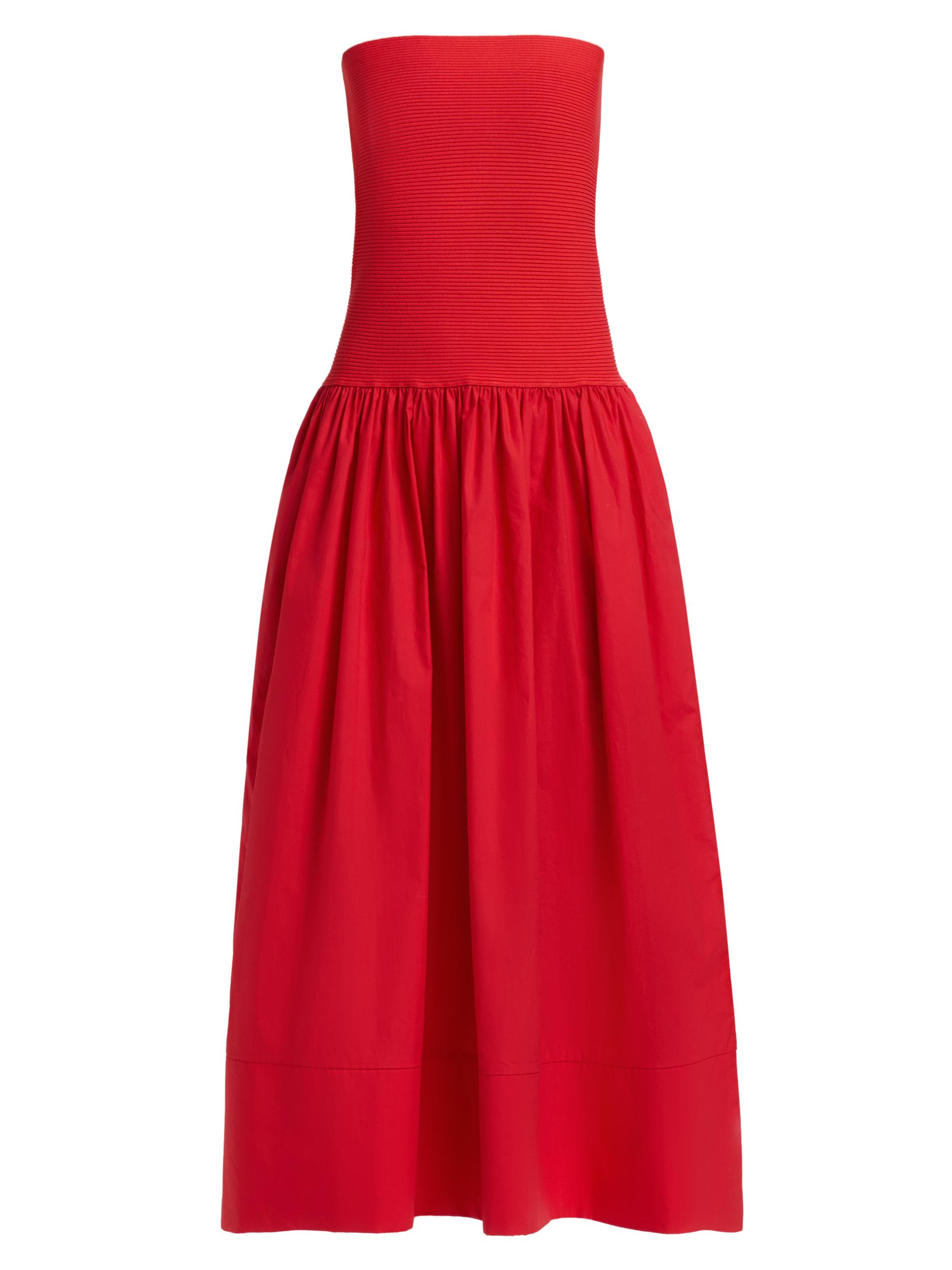Alice + Olivia Oriana Strapless Drop-Waist Midi-Dress | Saks Fifth