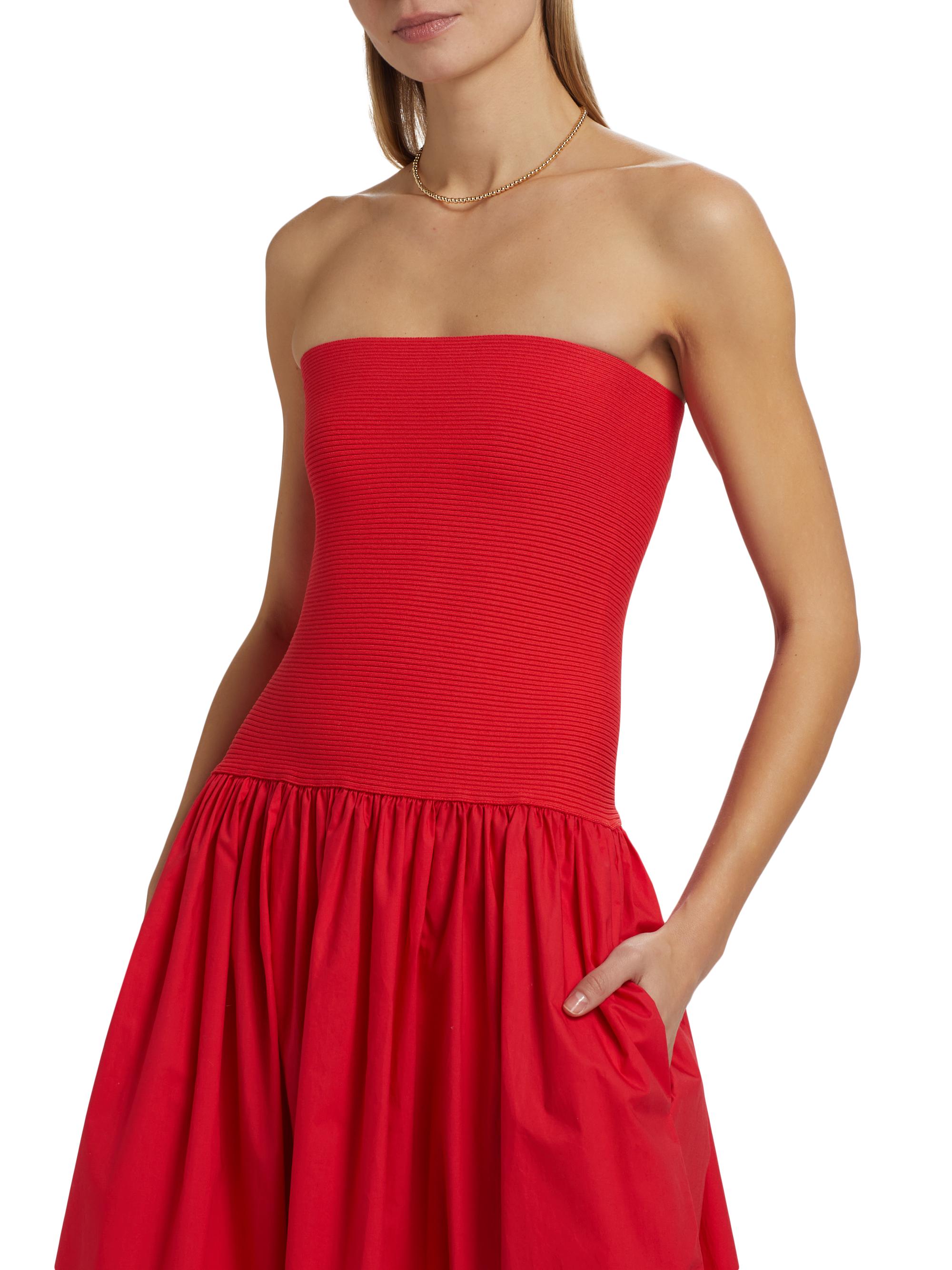 strapless open back dress Glassworks London Red Horizontal Multi Stripe Tank Dress main image 0