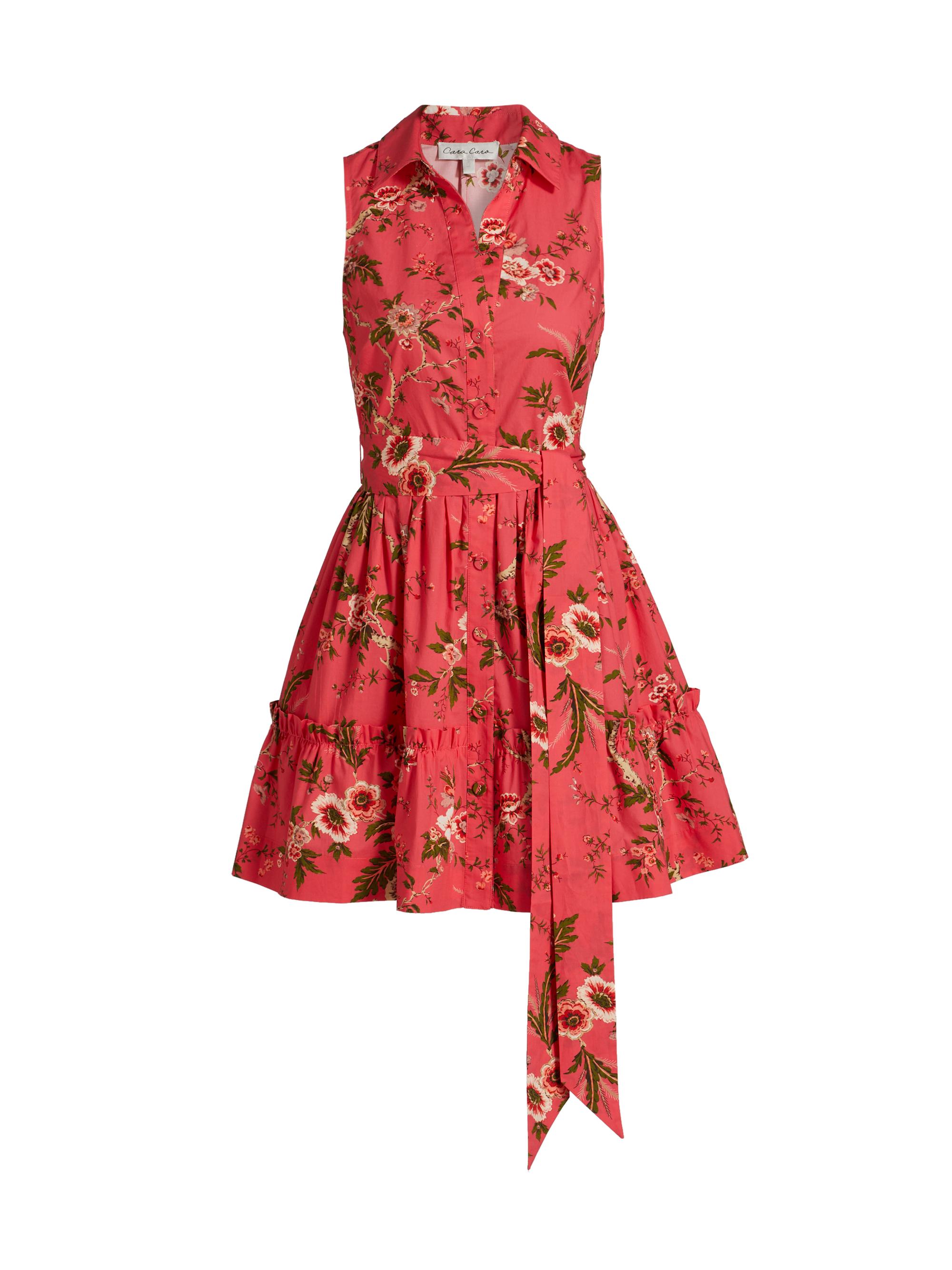 Cara Cara Women's Hannah Floral Belted Sleeveless Minidress - Chintz Guava