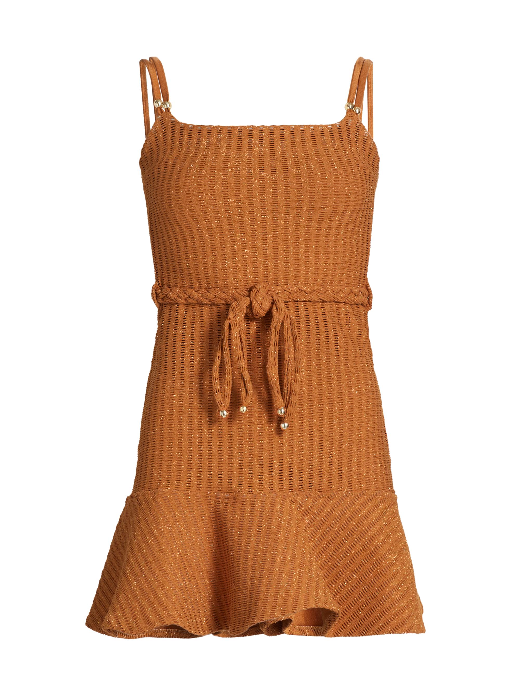 PatBO Women's Knit Braided Belt Minidress - Brown