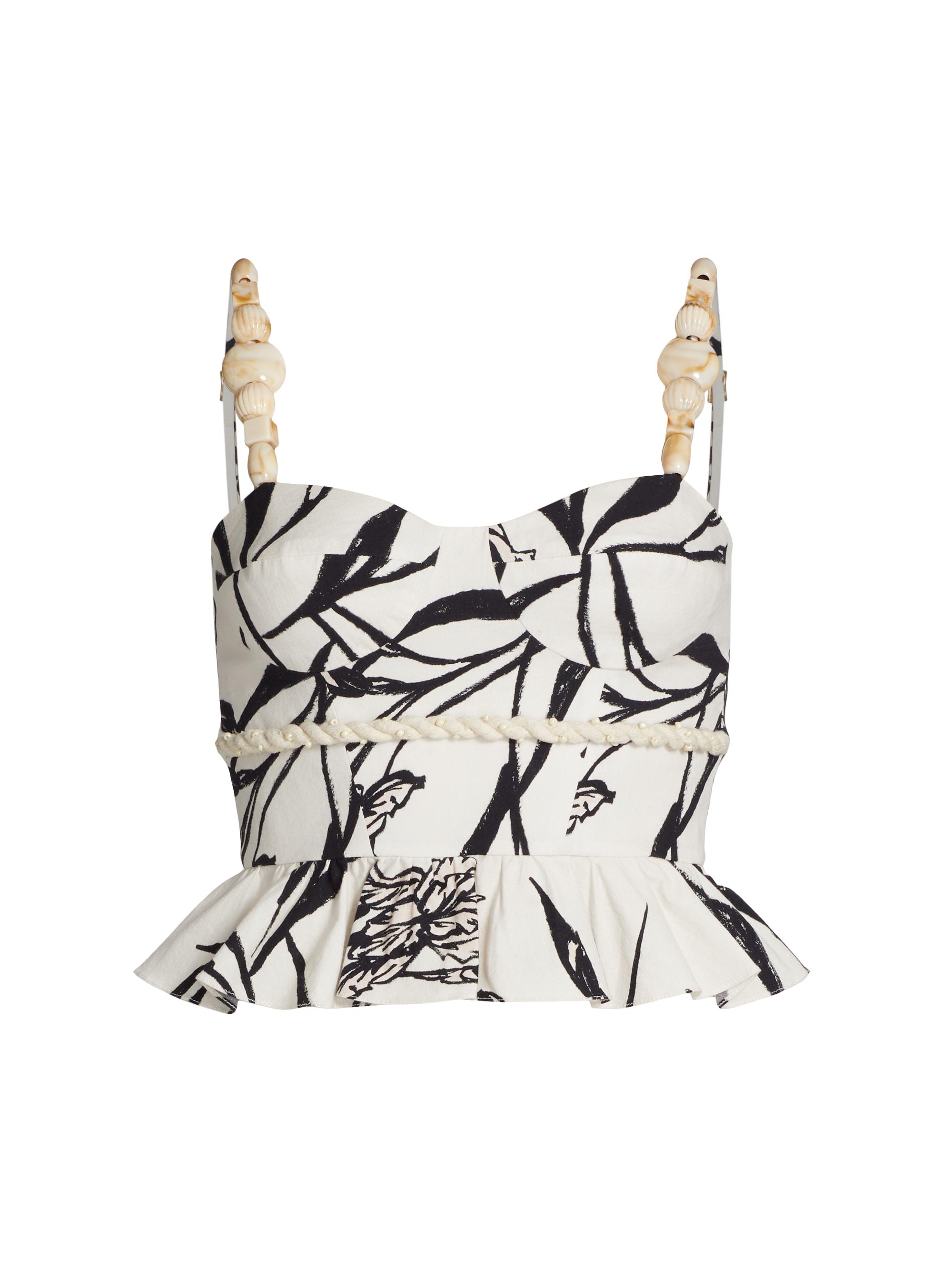 PatBO Women's Iris Floral Peplum Top - Off White