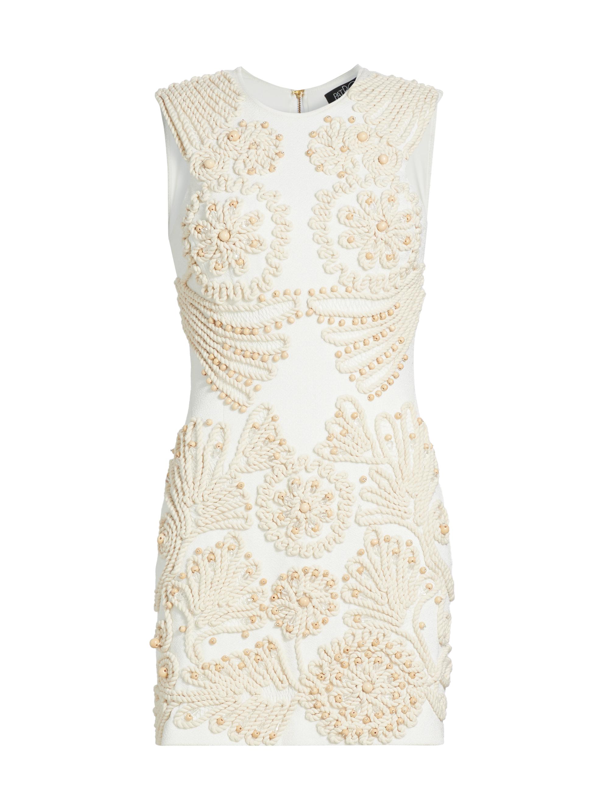PatBO Women's Dune Beaded Rope-Trimmed Knit Minidress - Off White