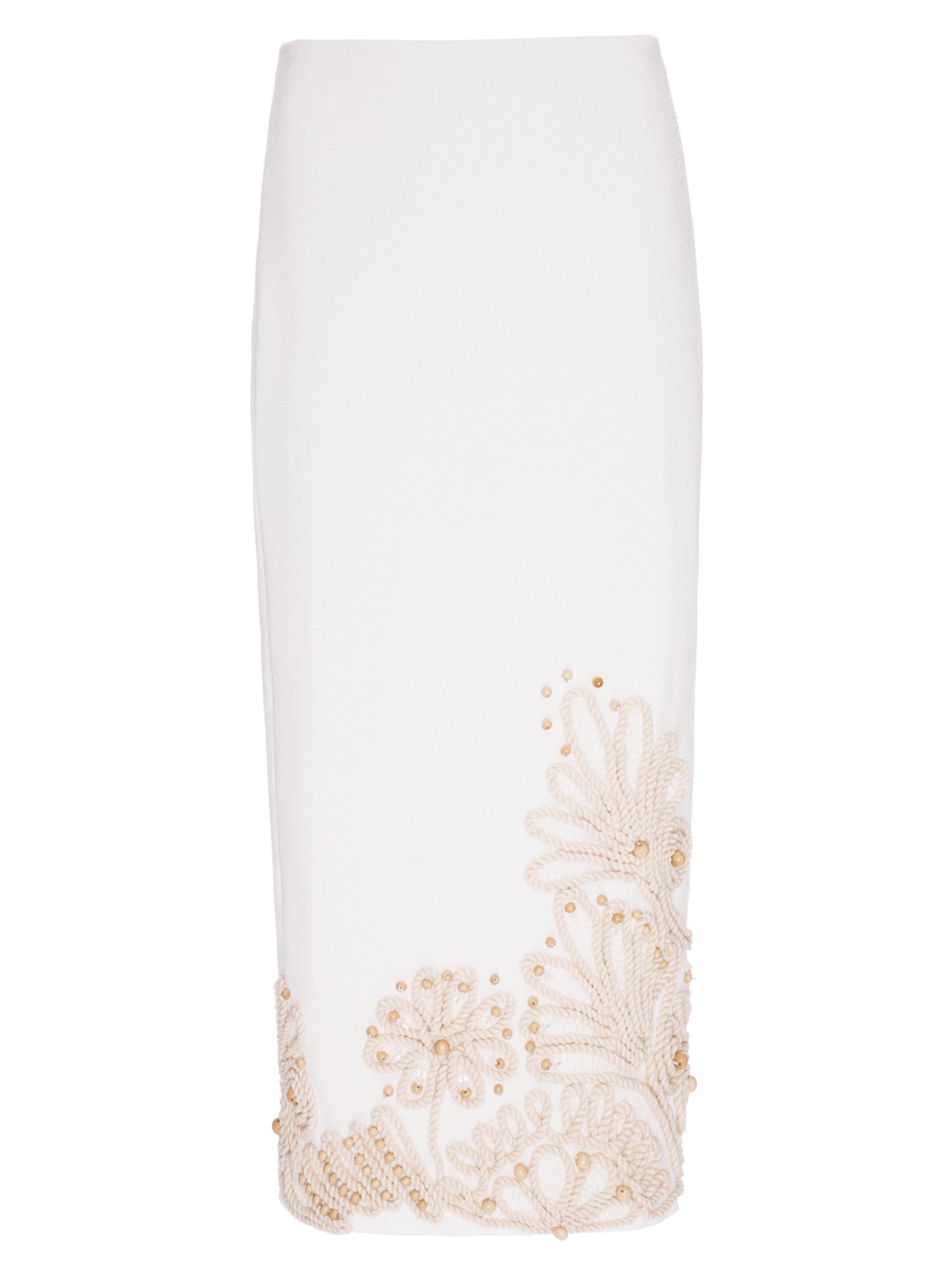 PatBO Women's Dune Beaded Rope-Trimmed Maxi Skirt - Off White