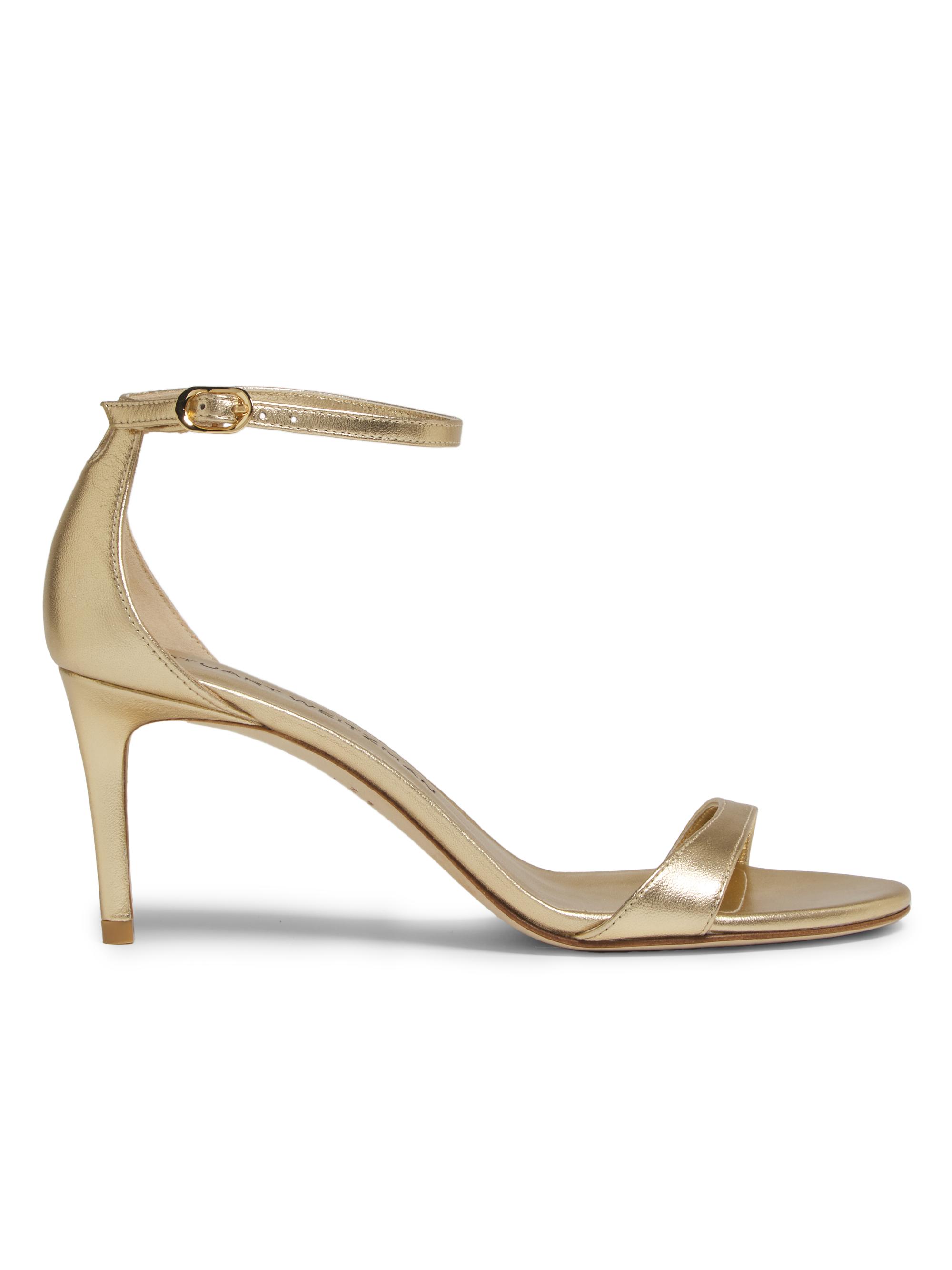 Stuart Weitzman Nudist II 75MM Metallic Leather Sandals | Saks