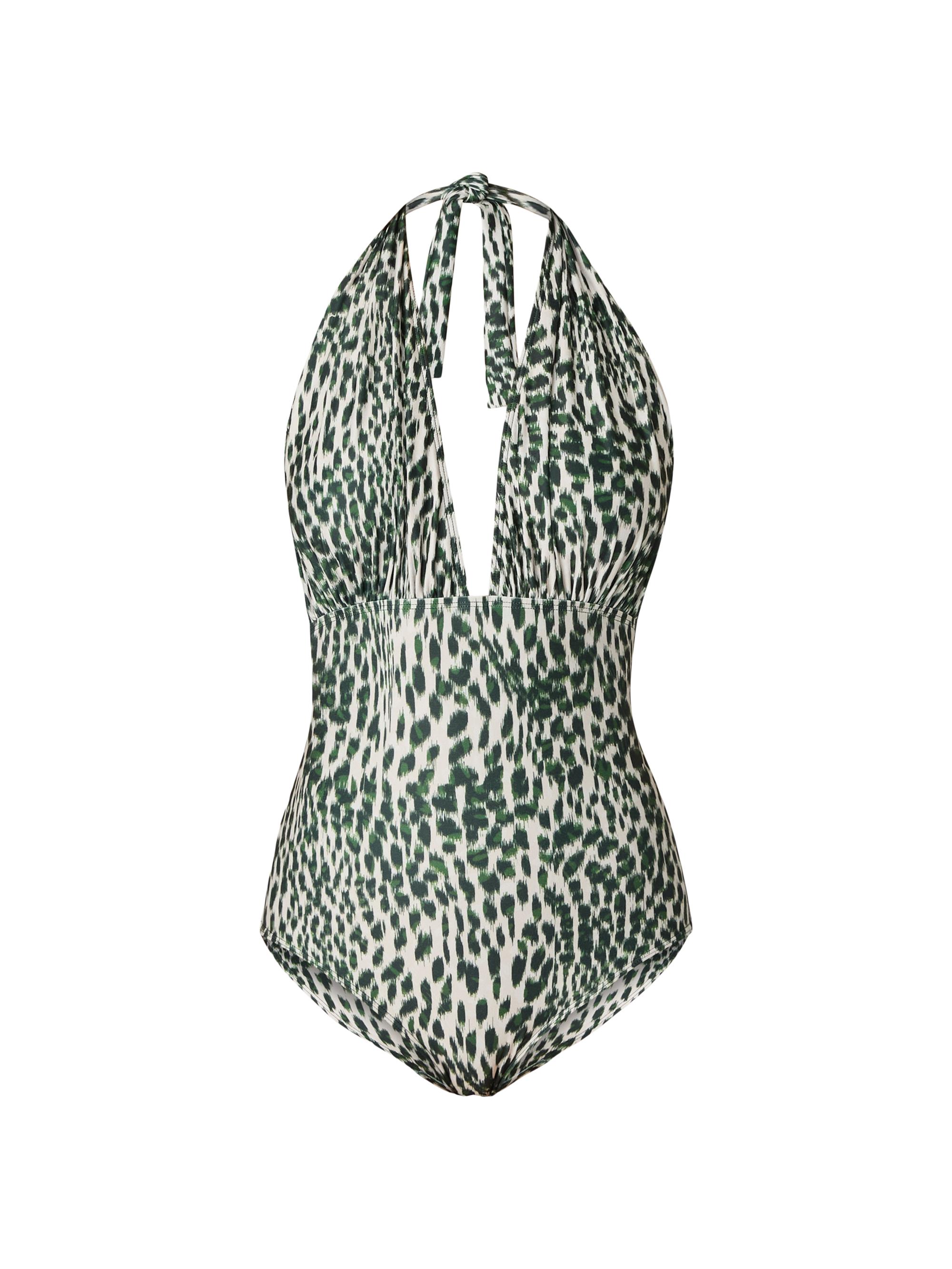 Shoshanna Women's Animal-Print Plunging V-neck One-Piece Swimsuit -  Olive