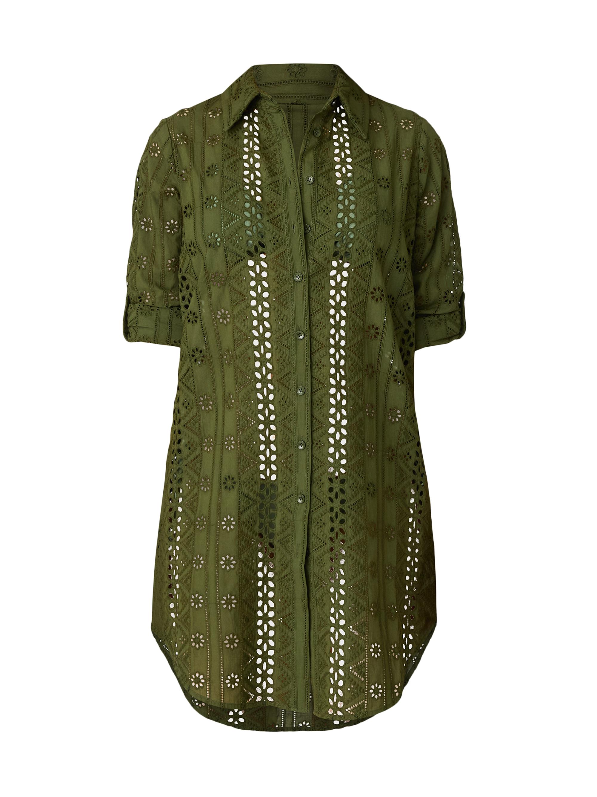Shoshanna Women's Cotton Eyelet Mini-Shirtdress - Olive