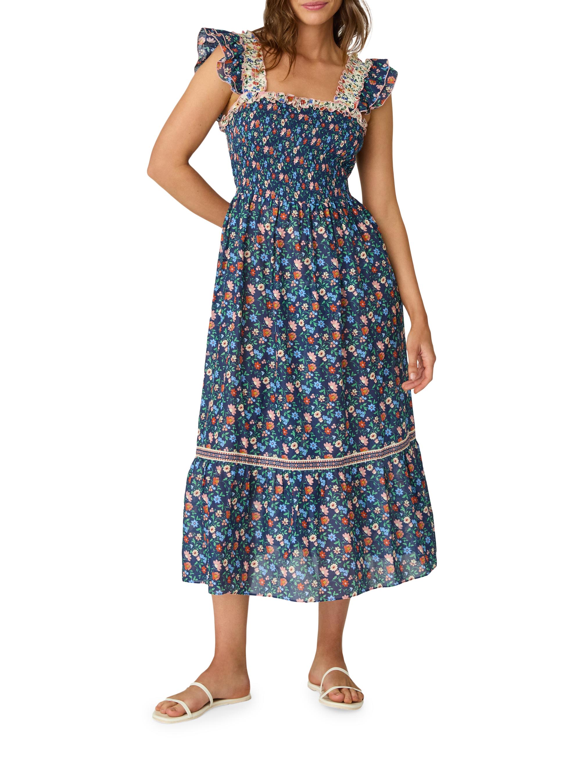 Shoshanna Floral Smocked Midi-Dress | Saks Fifth Avenue