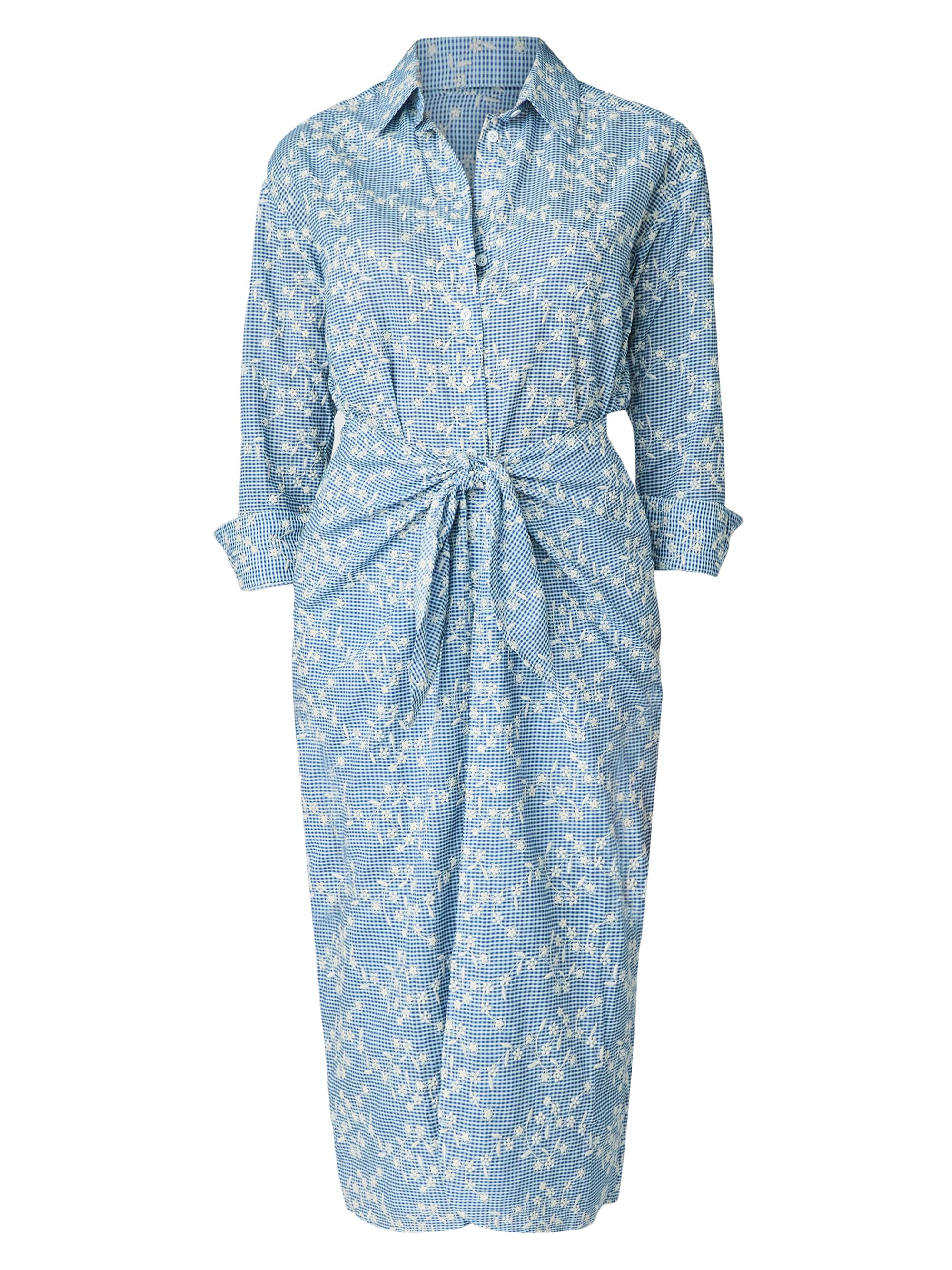 Shoshanna Women's Floral Embroidered Midi Shirtdress - Chambray