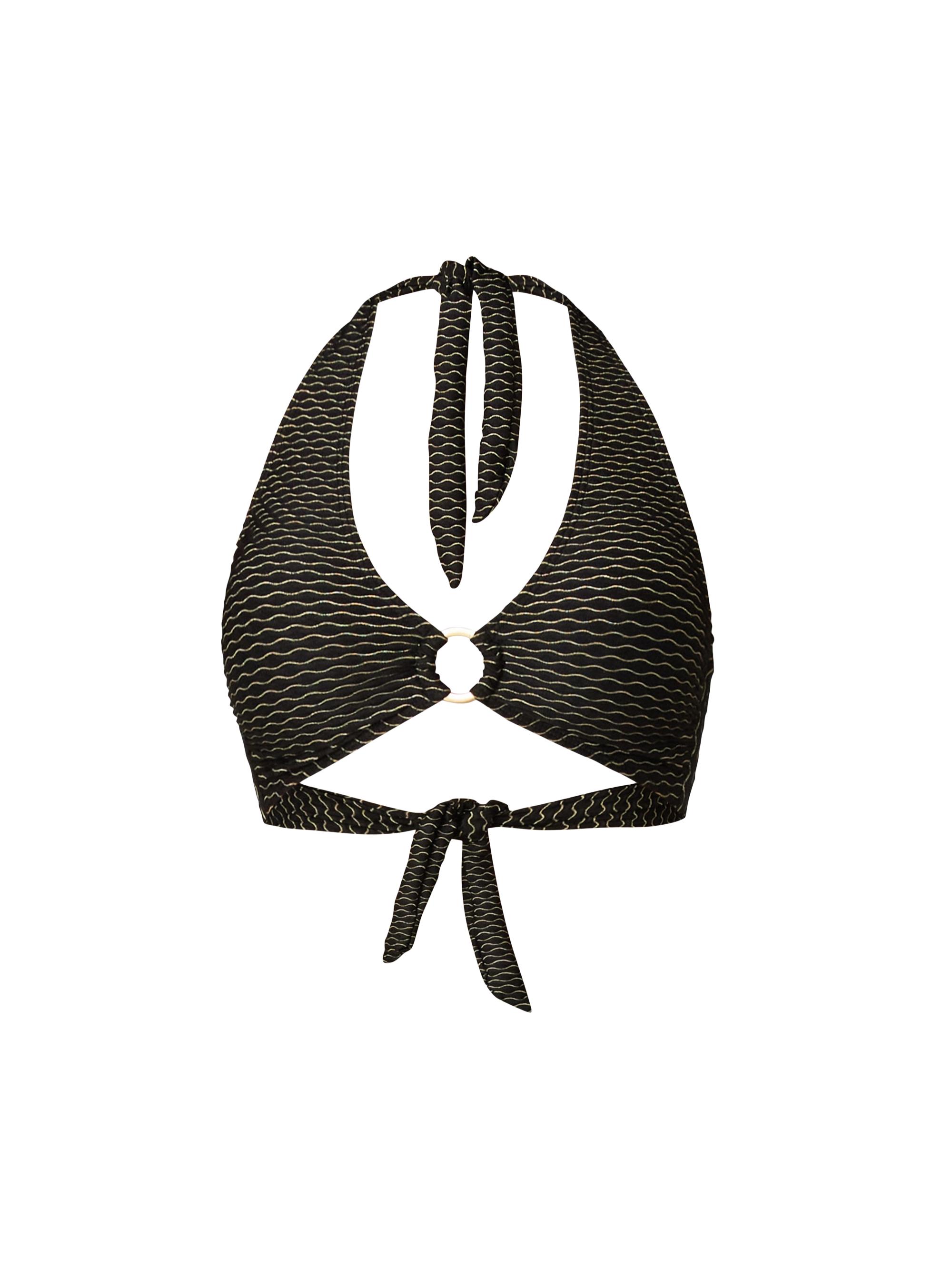 Shoshanna Women's Metallic Stripe Halter Bikini Top - Jet Gold