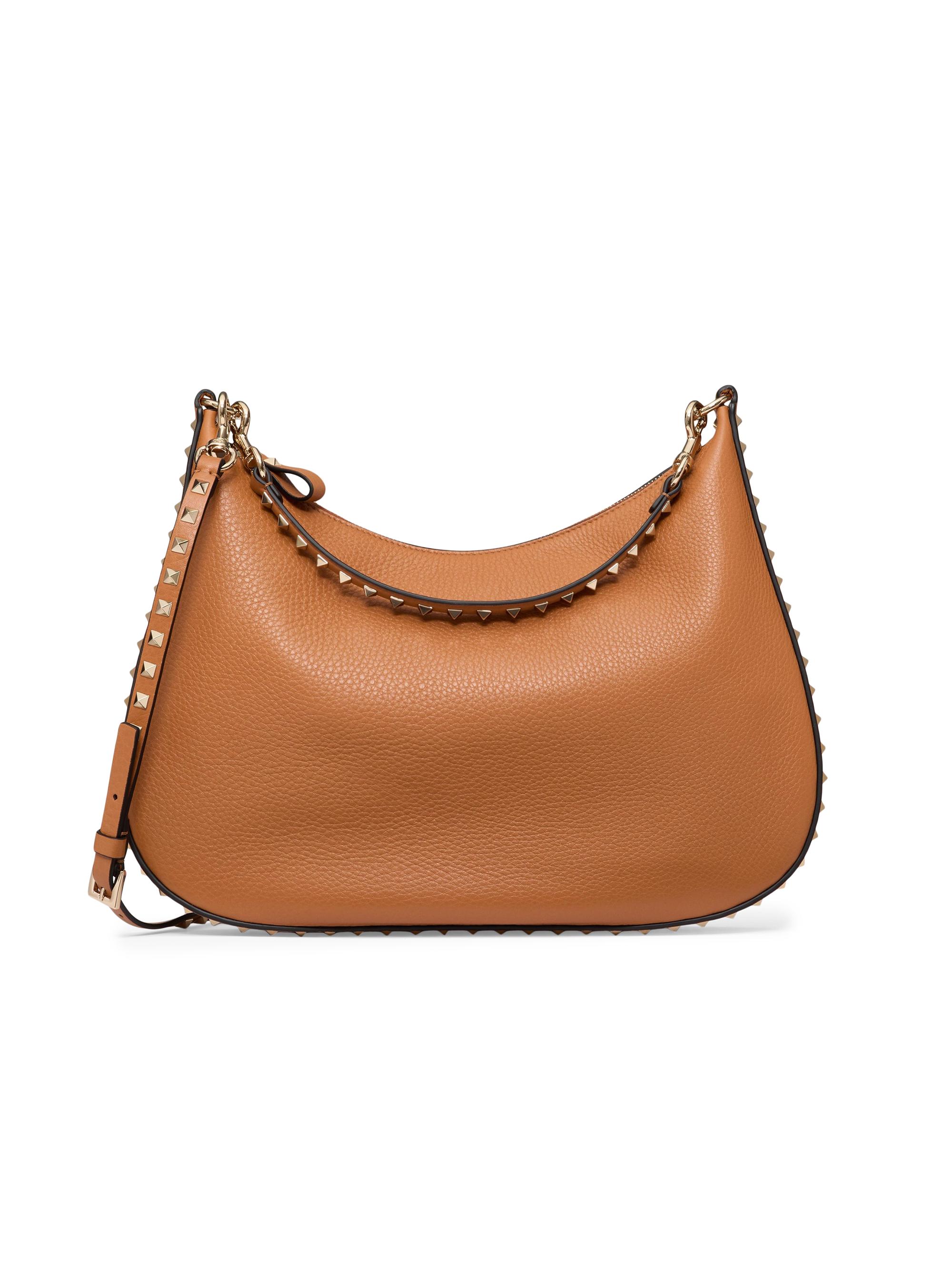 Valentino Garavani Women's Rockstud Hobo Bag in Grainy Calfskin - Almond