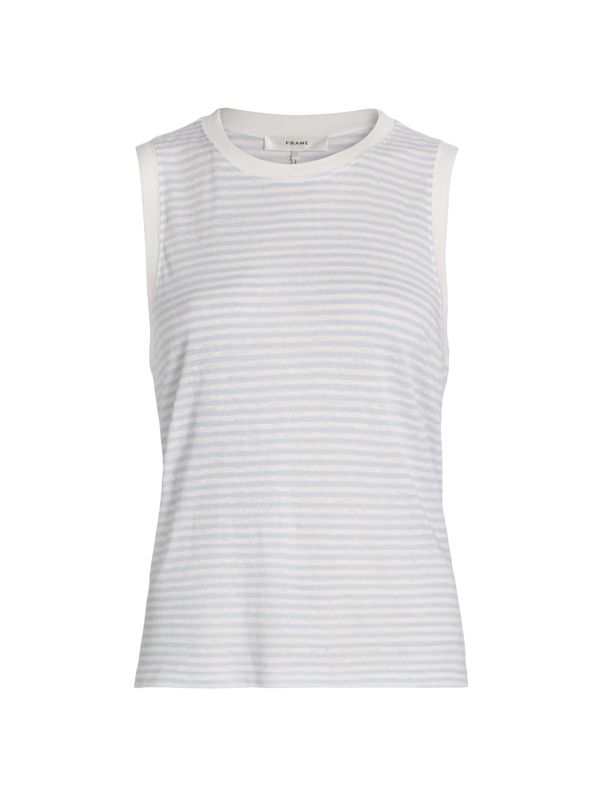FRAME Women's Linen Muscle T-Shirt - Light Multi