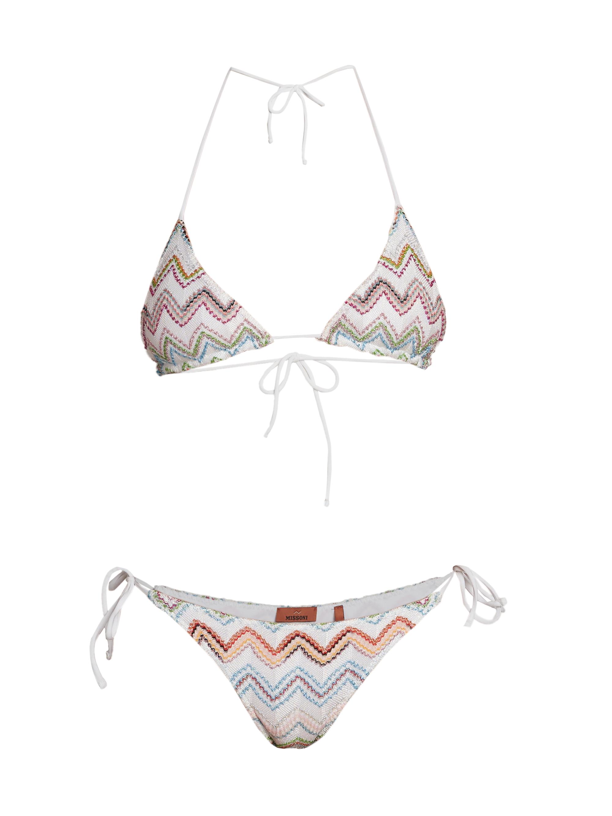 Missoni Women's Shimmer Knit String Bikini - Multicolor White Base