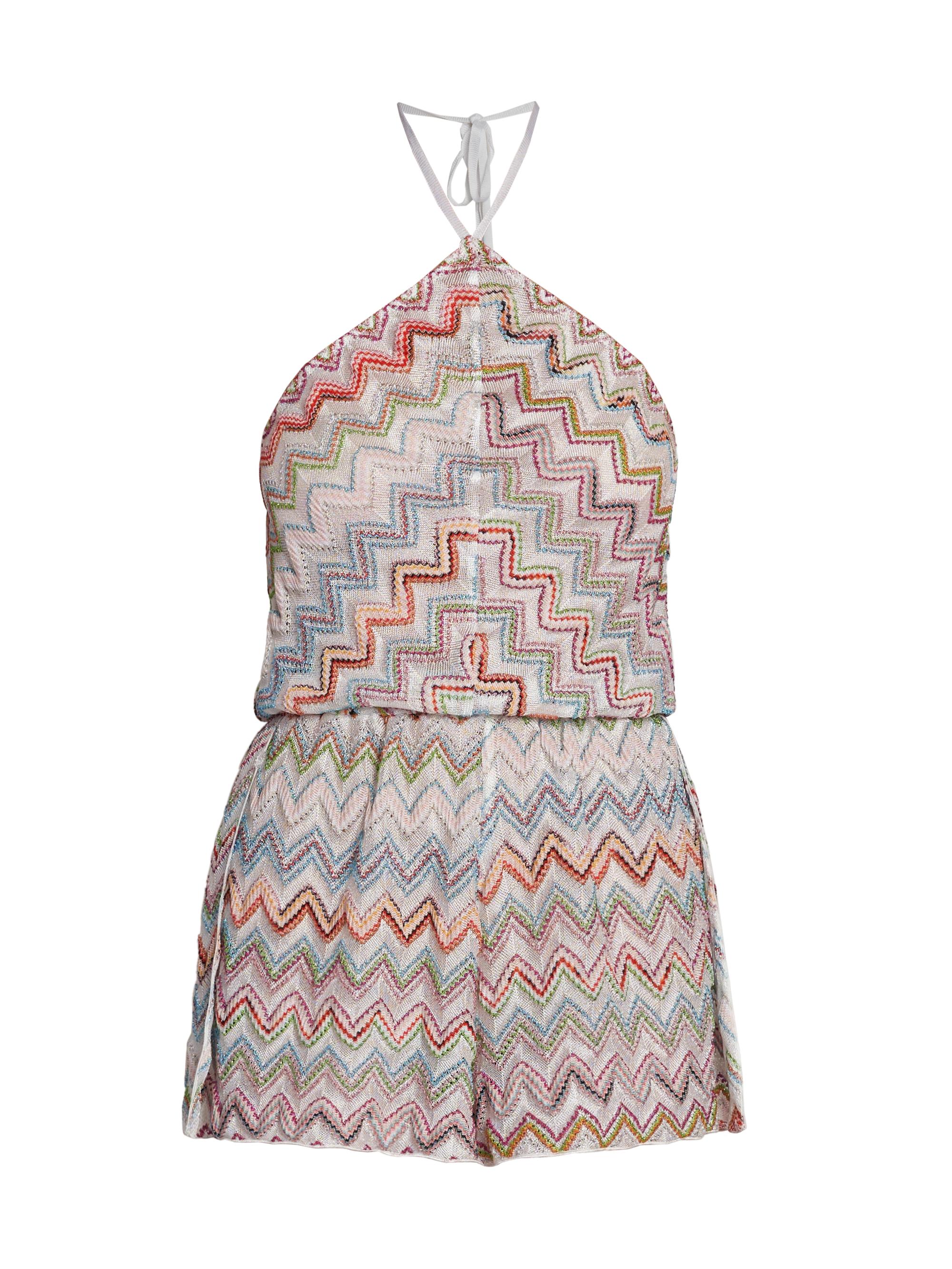 Missoni Women's Striped Halterneck Romper - Multicolor White Base