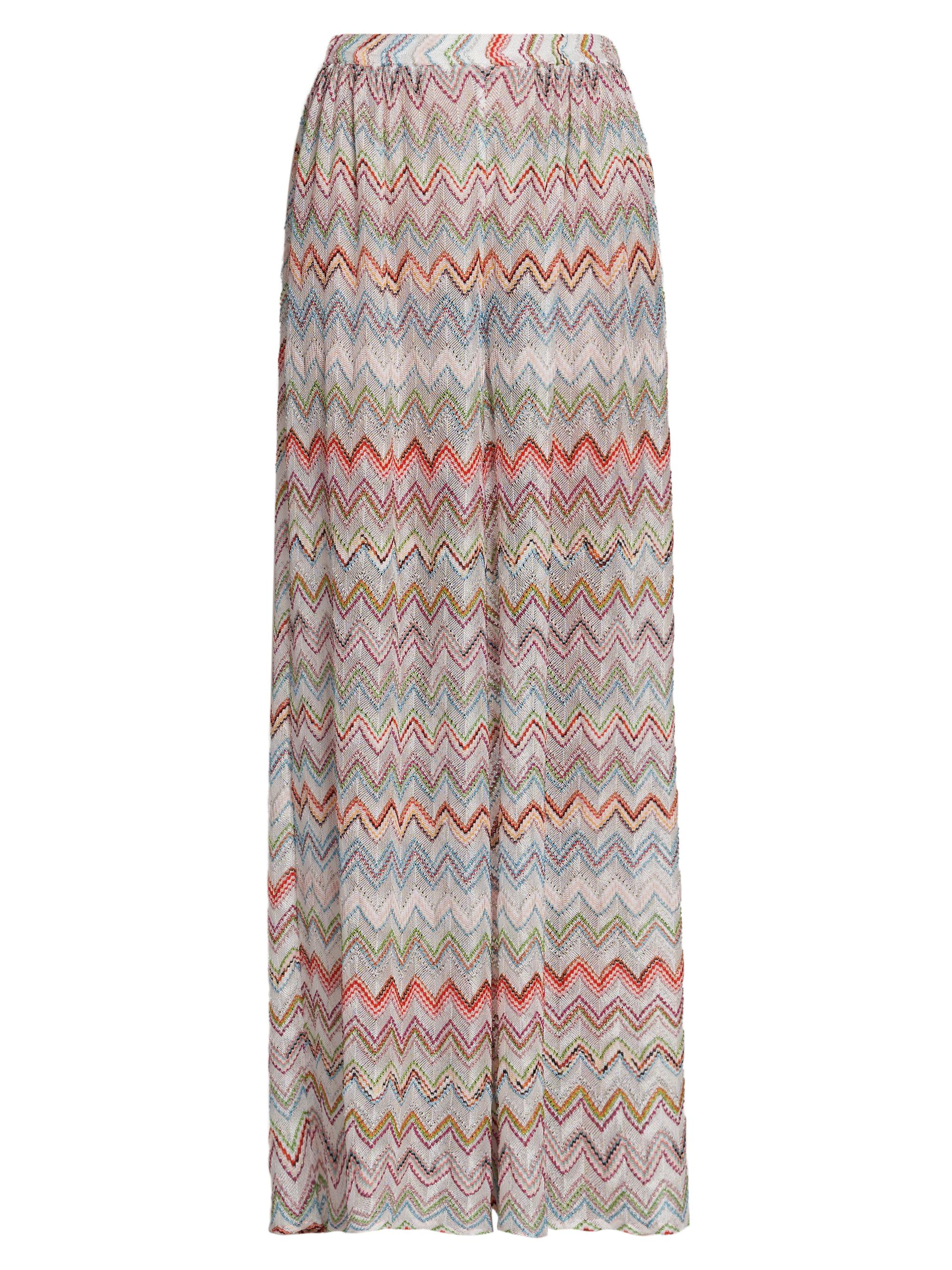 Missoni Women's Sheer Striped Knit Wide-Leg Trousers - Multicolor White Base
