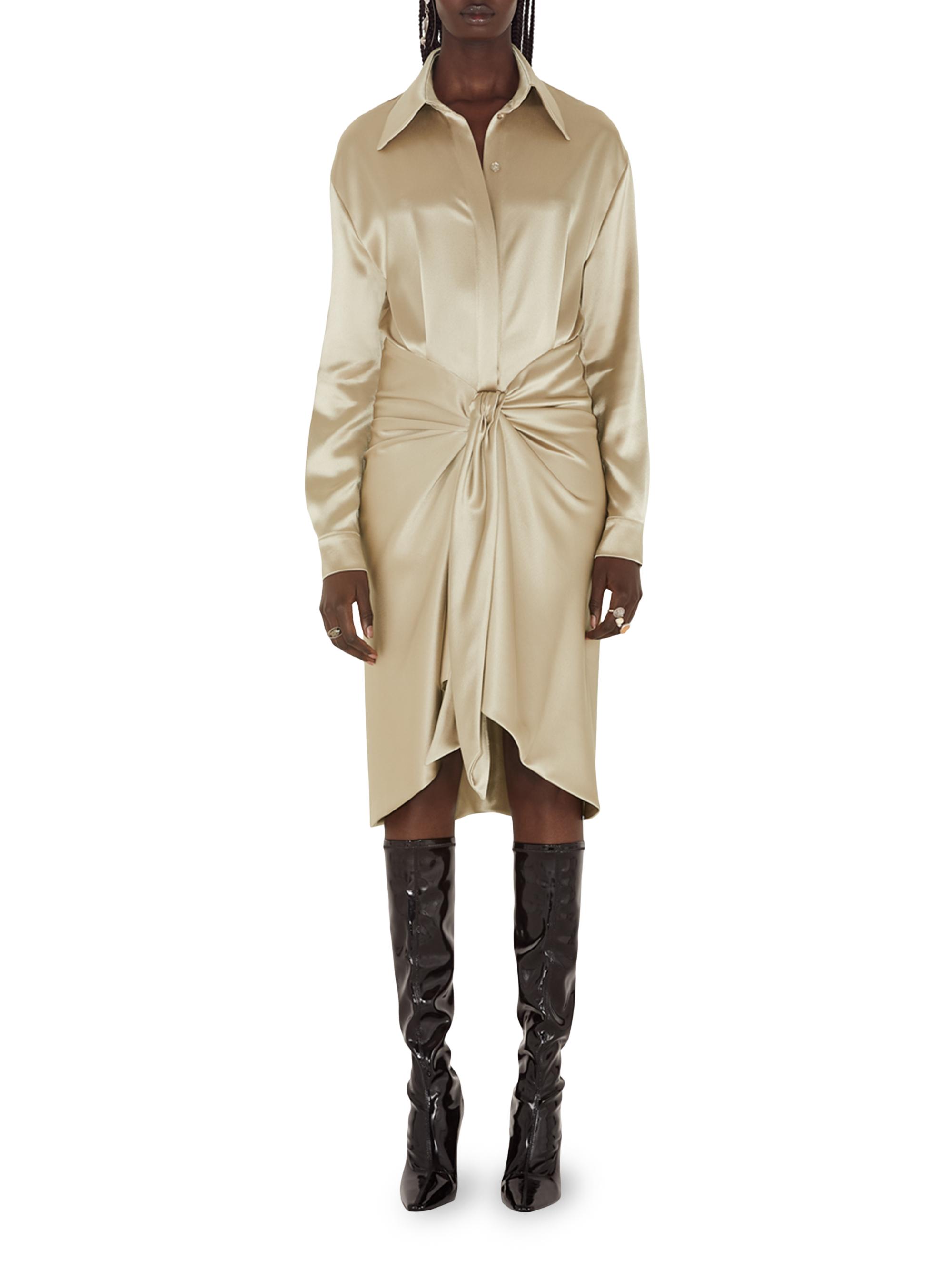 Galvan London Women's De Lovie Knotted Shirtdress - Sand