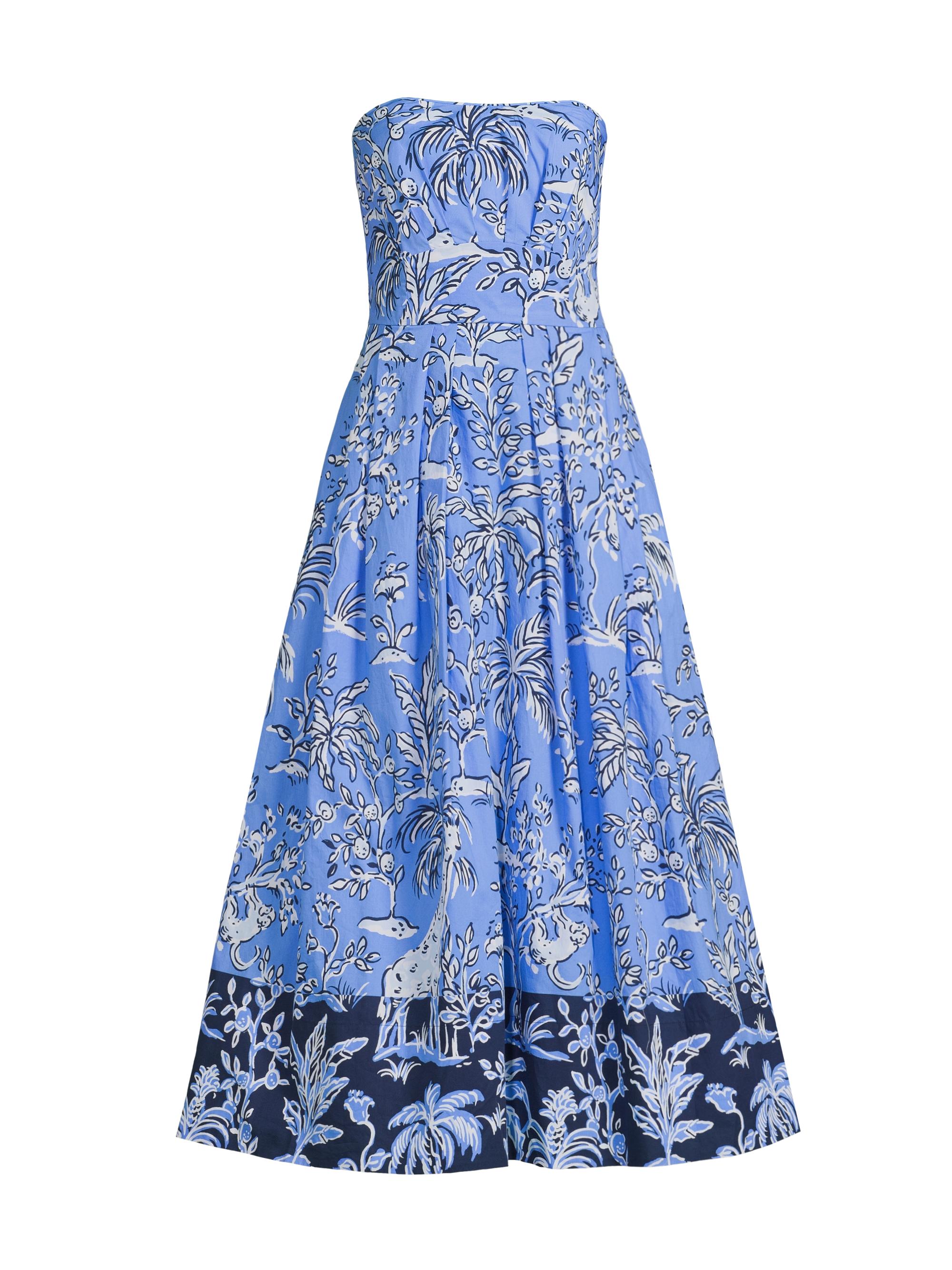 Lilly Pulitzer Women's Kenni Floral Strapless Midi-Dress - Sunwashed Blue