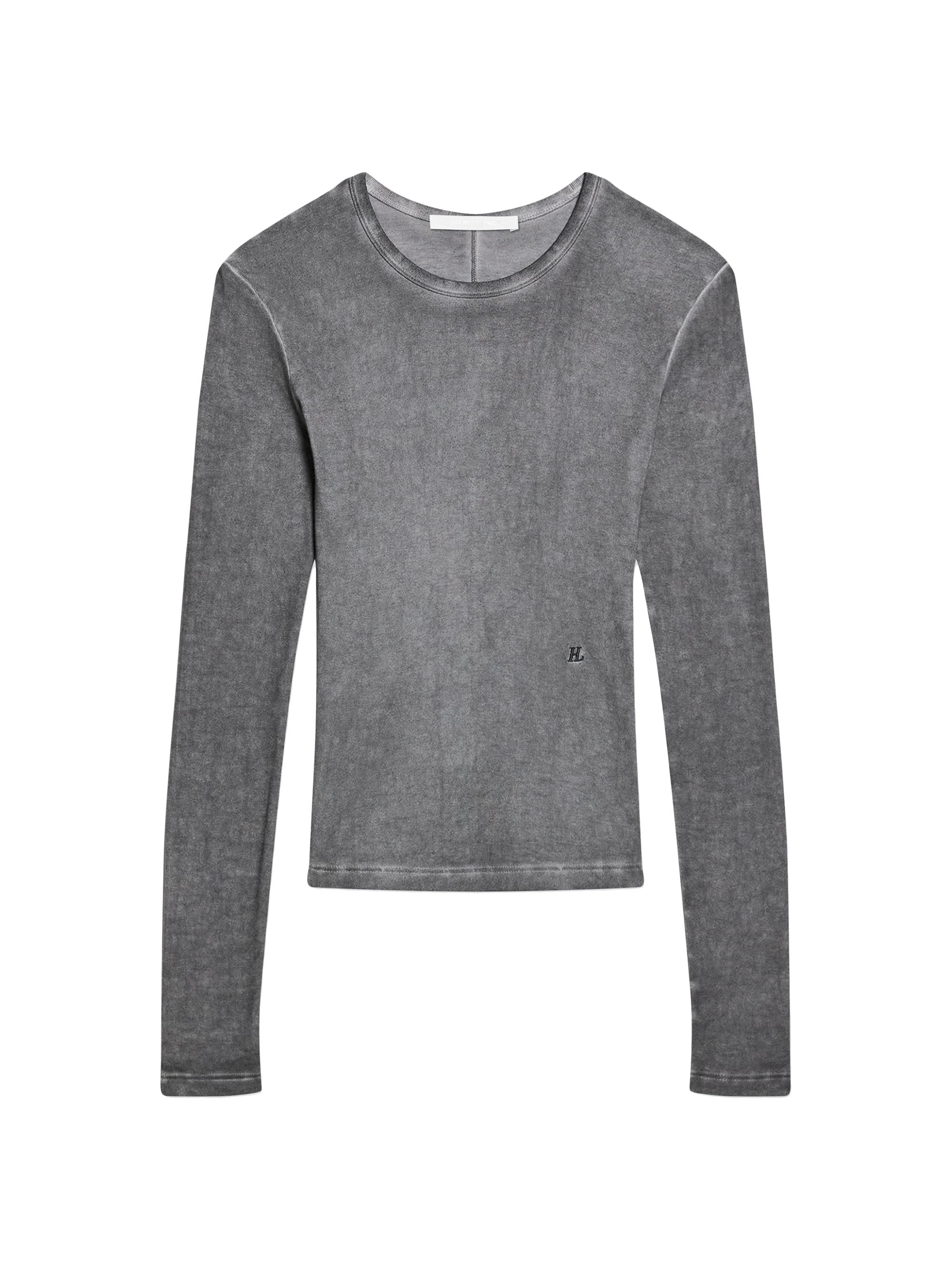Helmut Lang Women's Faded Long-Sleeve Cotton T-Shirt - Gunmetal