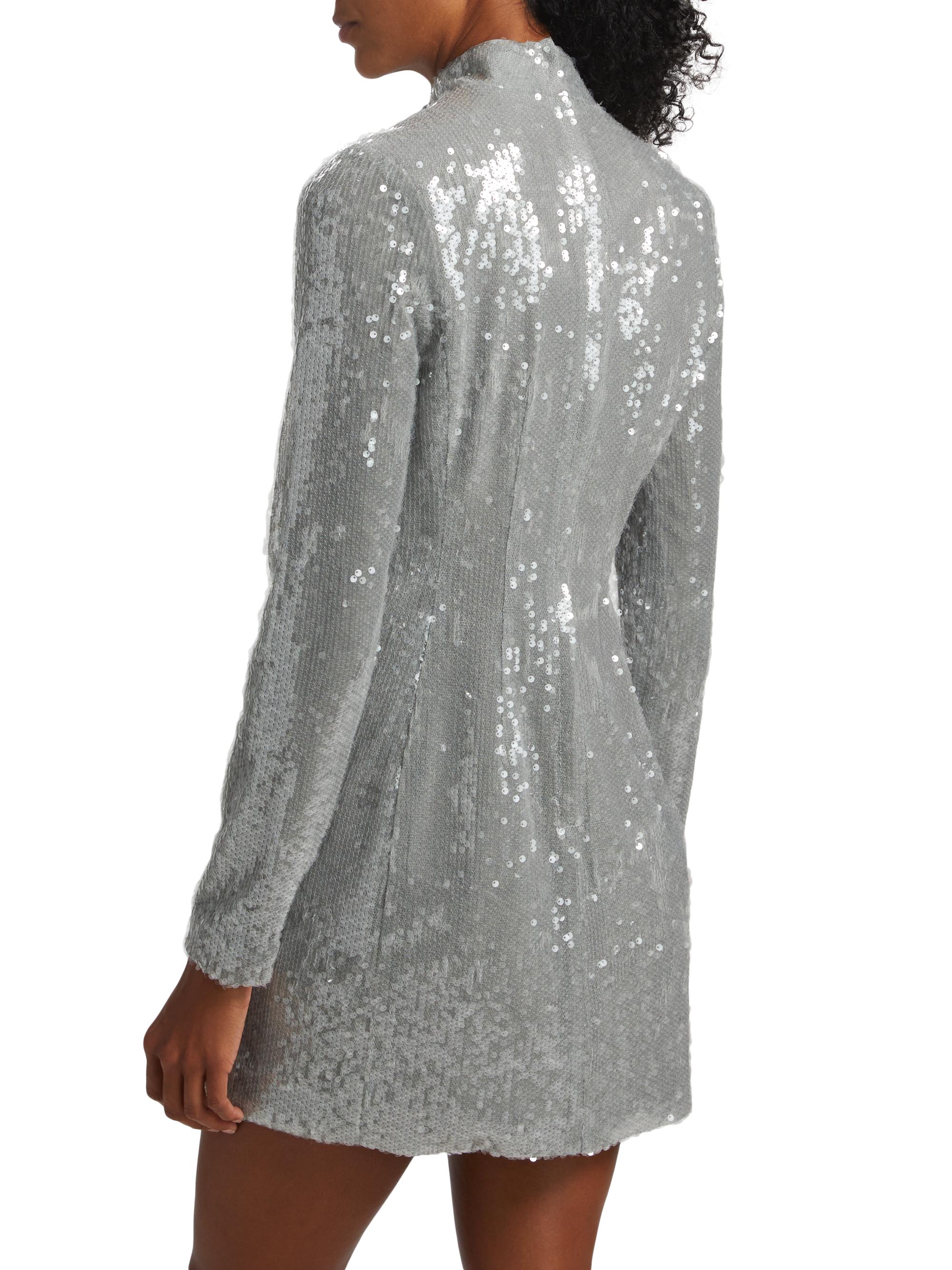 white christmas dresses Glamorous Yellow Clear Sequin Asymmetric Mini Dress with Gathered Side  detail main image 1