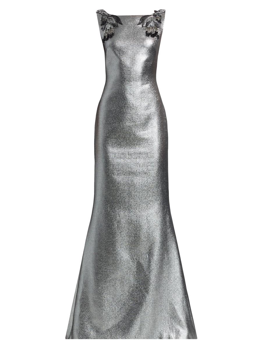 Atelier Prabal Gurung Women's Sabina Metallic-lame Sleeveless Gown In Silver