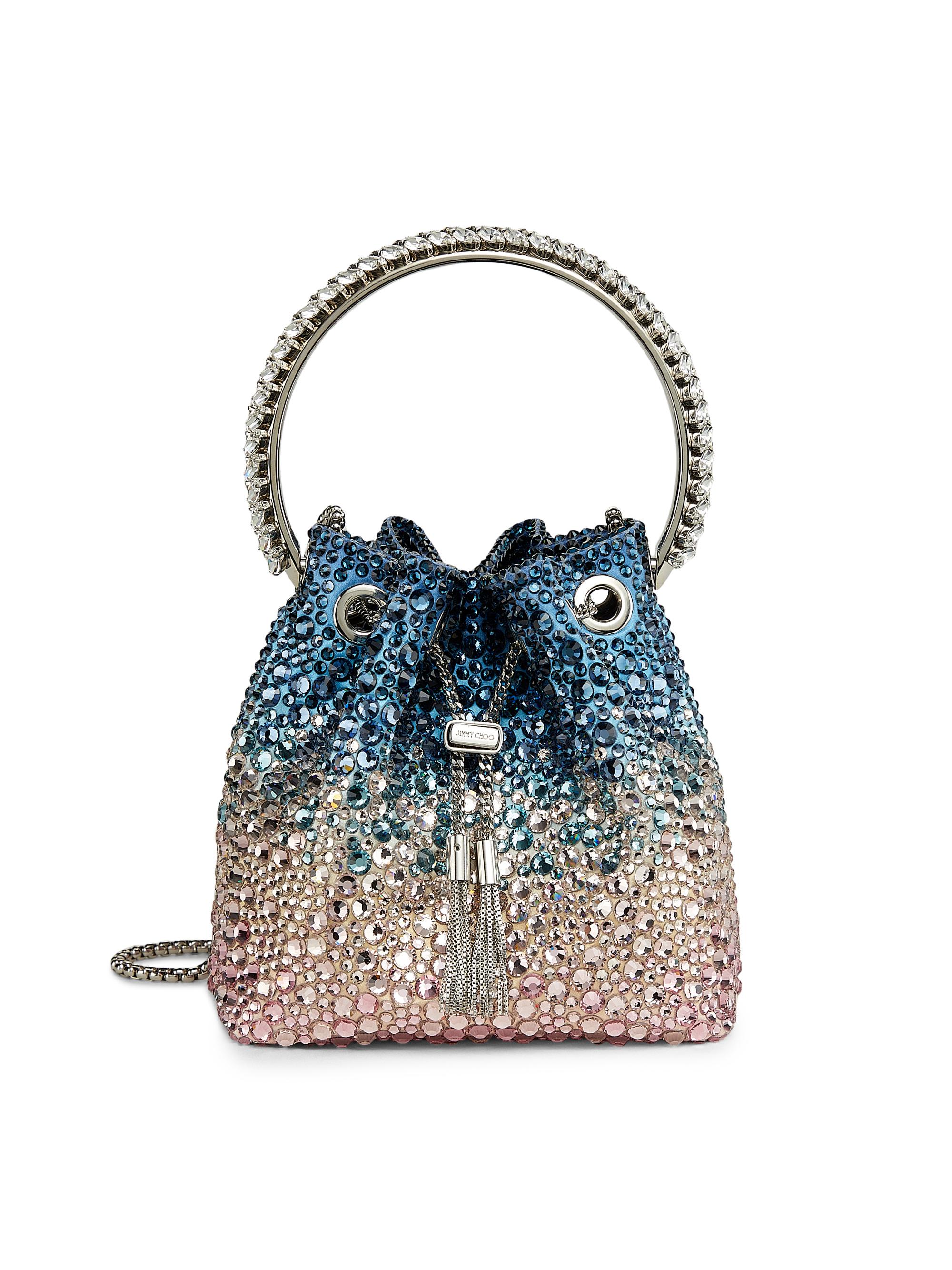 Jimmy Choo Women's BON BON Crystal-Embellished Satin Bucket Bag - Sunrise Mix