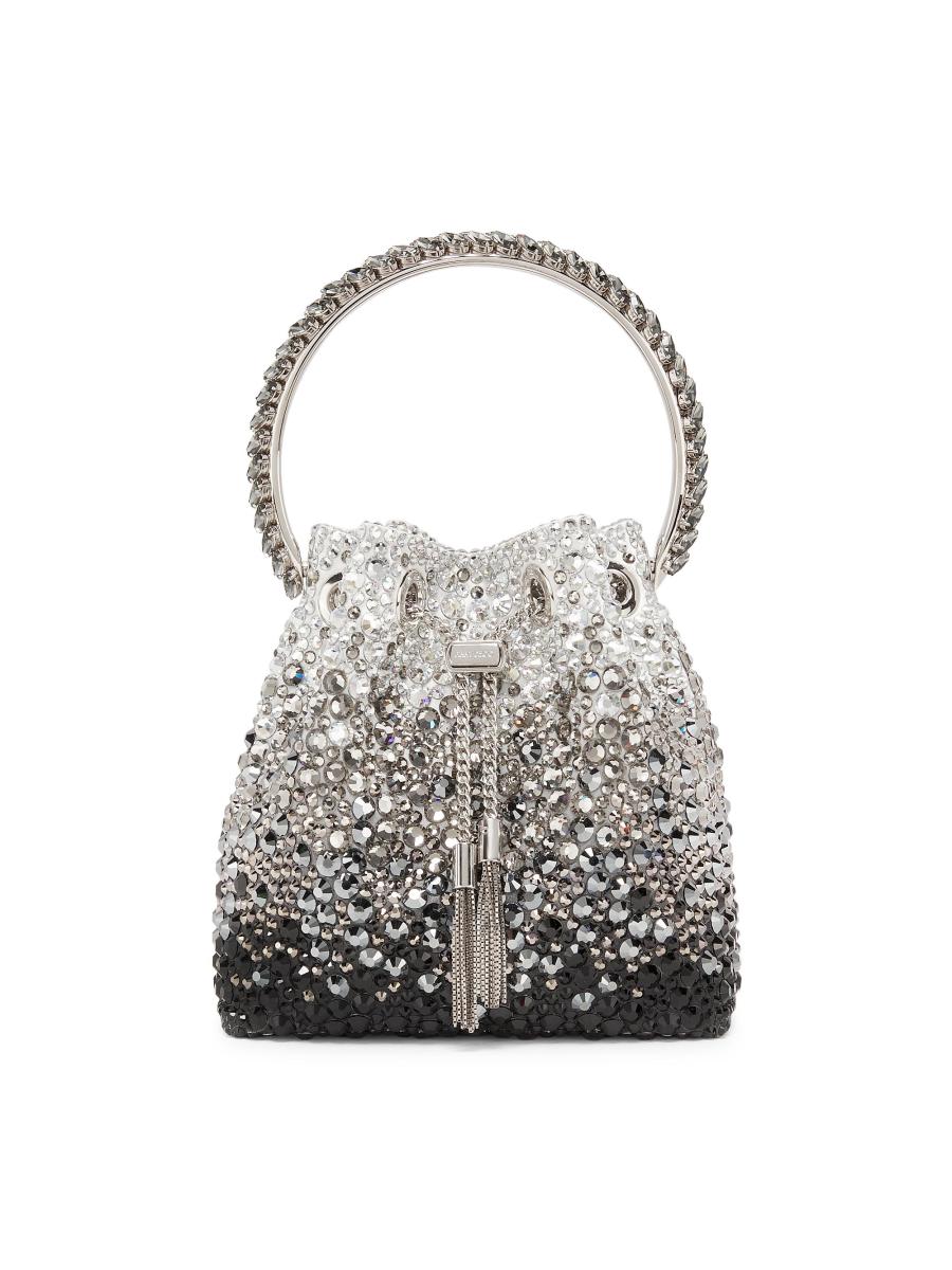 Jimmy Choo Women's Bon Bon Crystal-embellished Top Handle Bag In Black