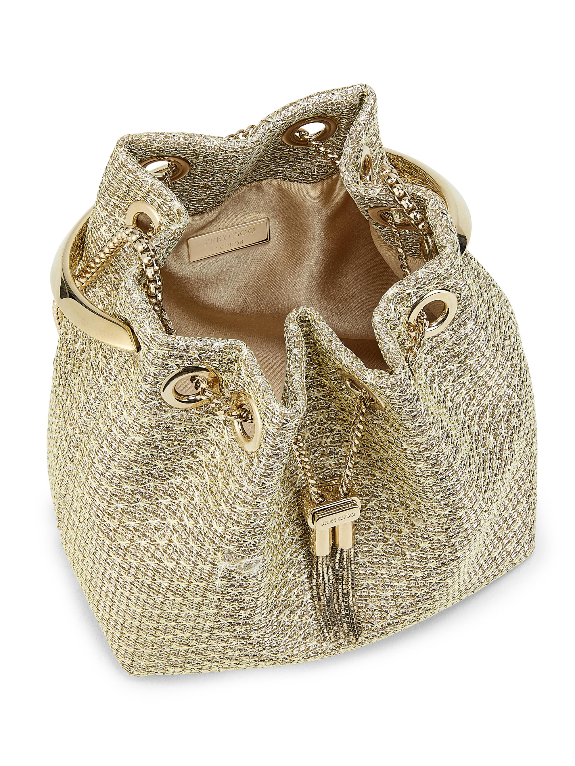 Jimmy Choo Bon Bon Woven Metallic Top Handle Bag | Saks Fifth Avenue