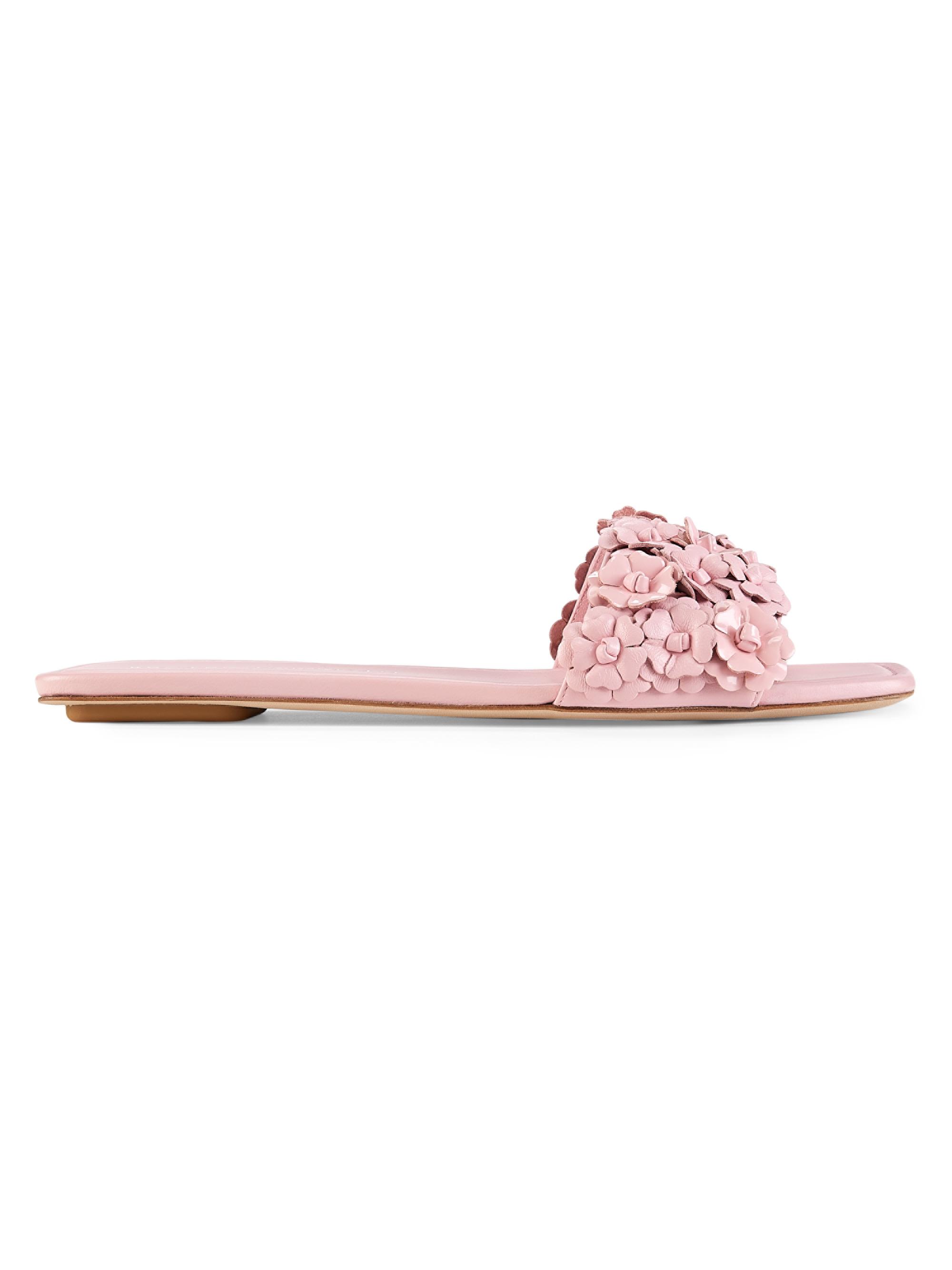 Stuart Weitzman Women's Meadow Floral Lacquered Leather Sandals - Seashell